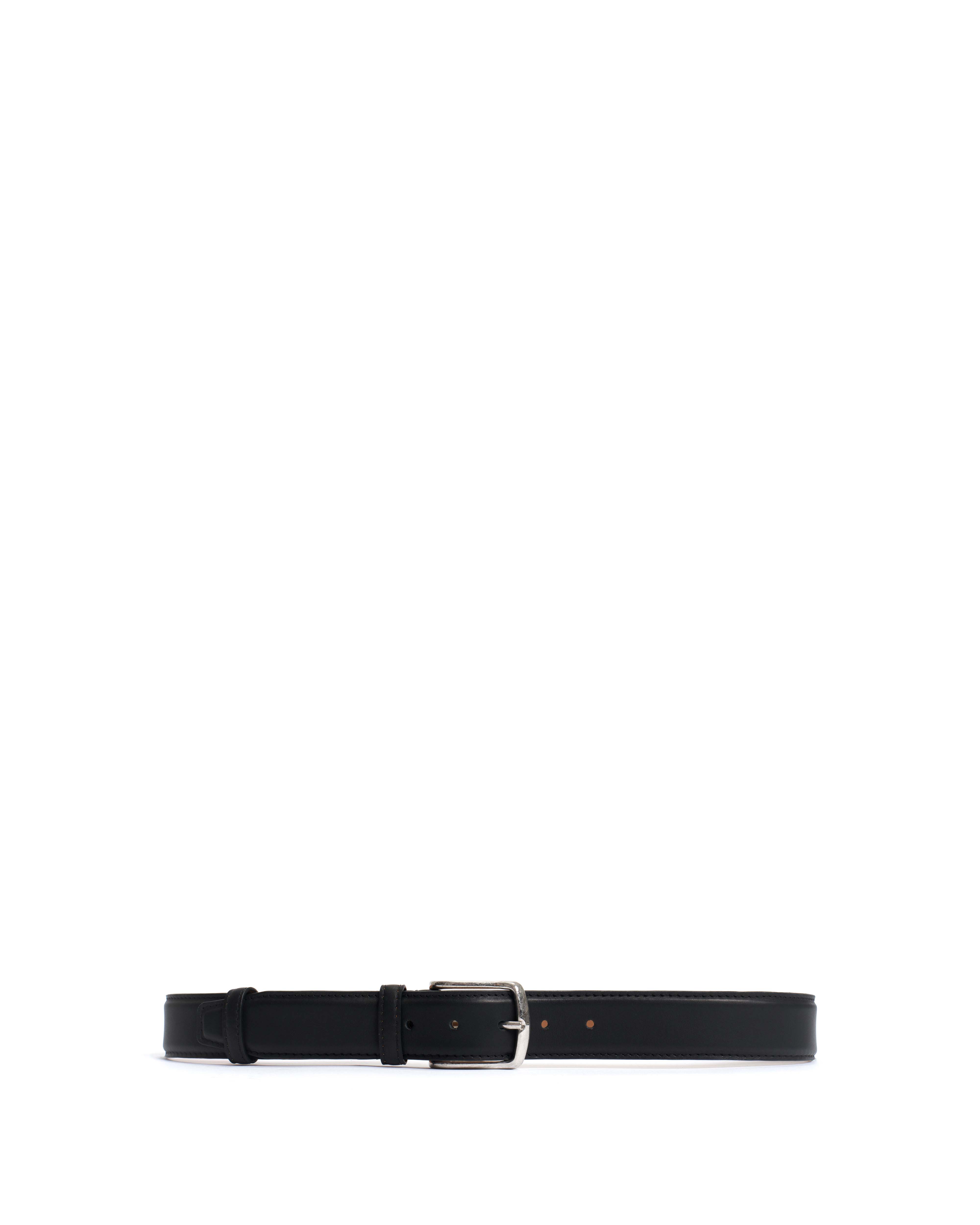 Quinn classic unisex leather belt Soft calf & metal Black & silver buckle