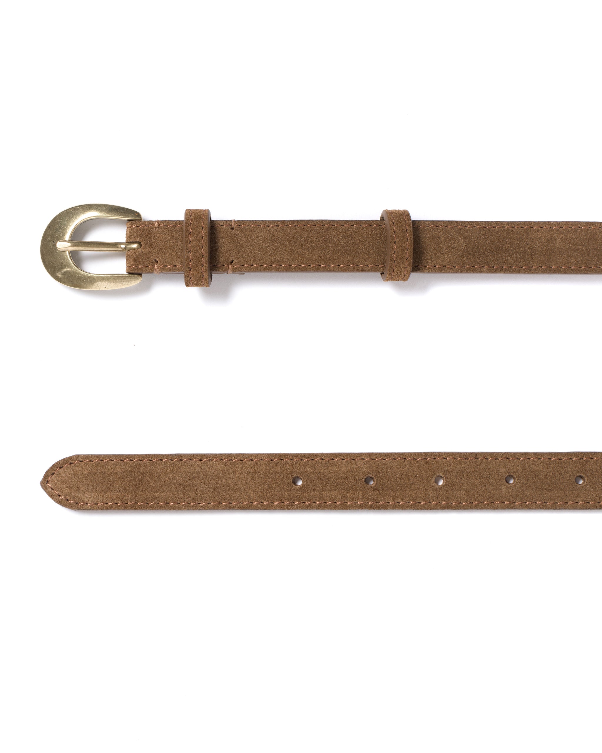Aris unisex leather belt Calf suede Cinnamon & gold buckle - Anonymous Copenhagen