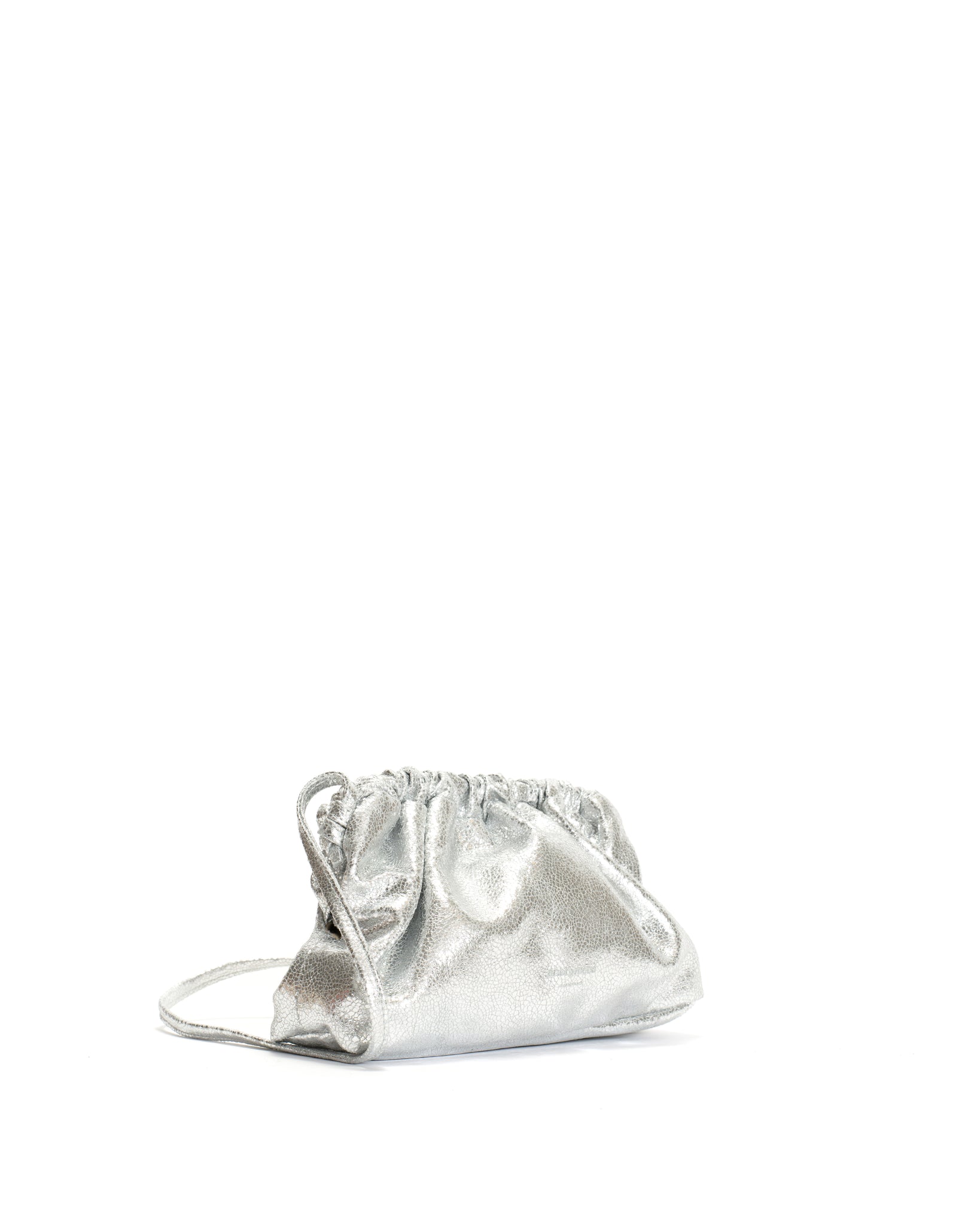 Hally petite cloud bag Crackled metallic goat Silver - Anonymous Copenhagen