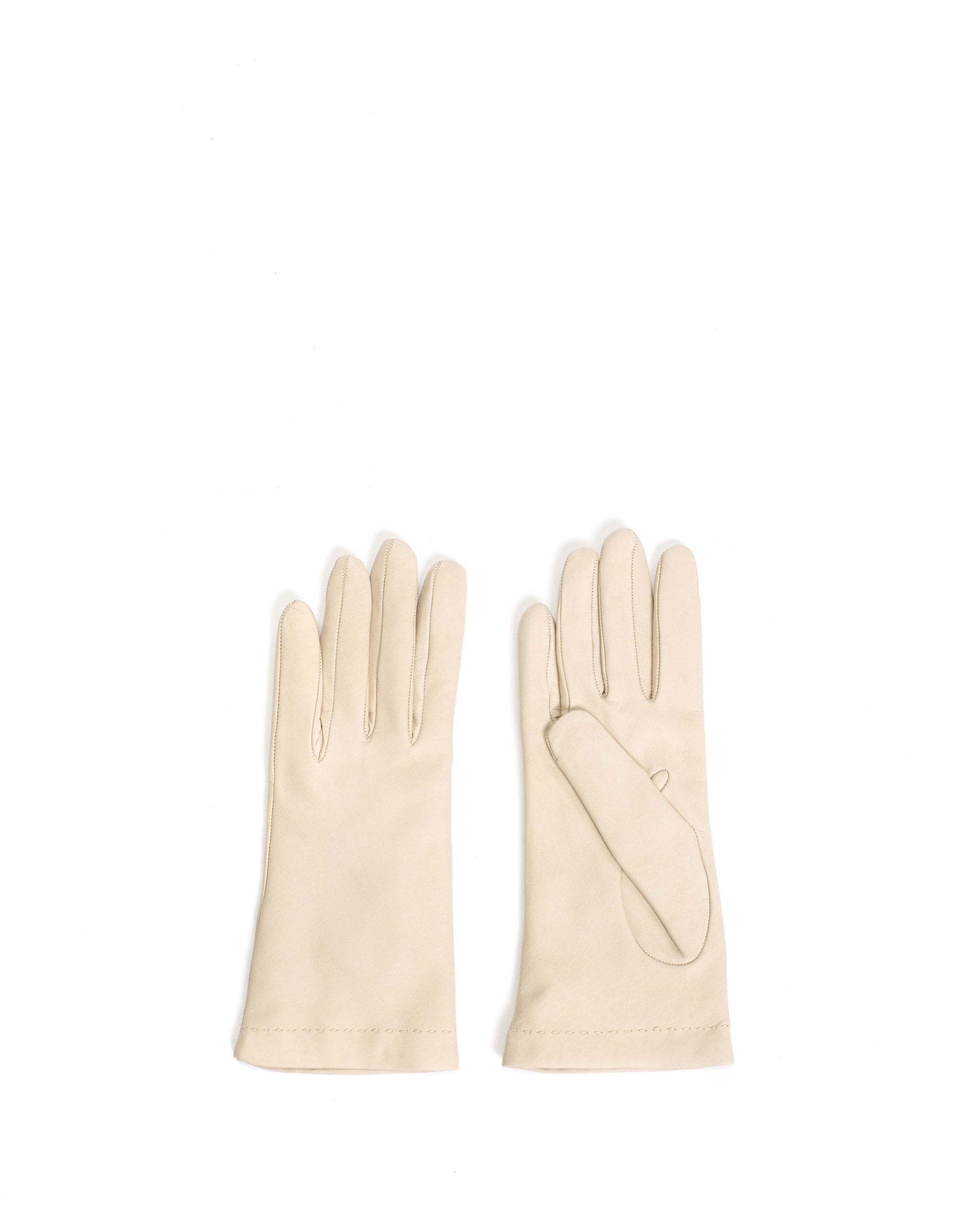 Bridget leather cashmere glove Lamb leather & 100% cashmere Off white & taupe - Anonymous Copenhagen