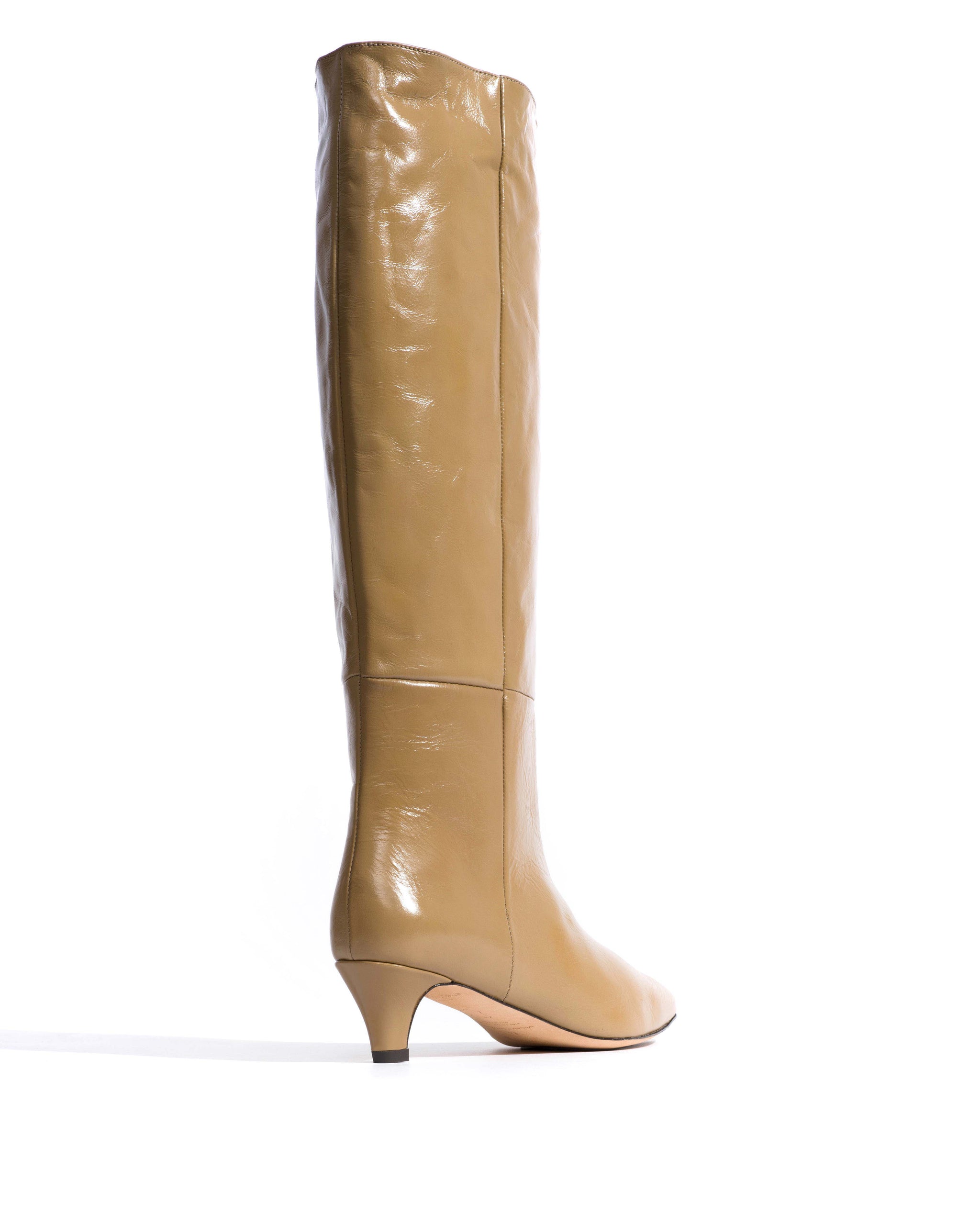 Cecilia 40 stiletto Crinkled soft calf Mushroom - Anonymous Copenhagen High shaft boots