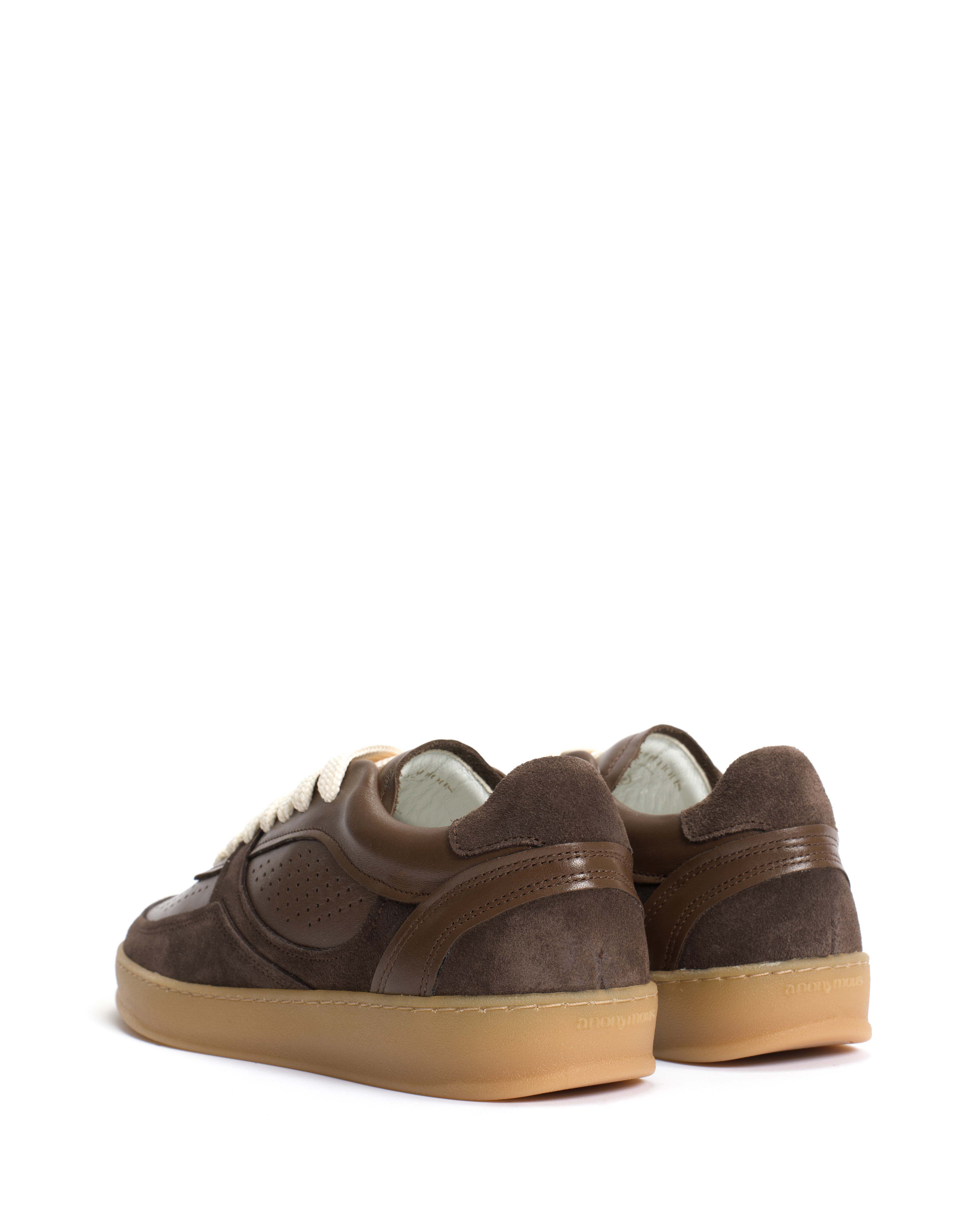 Elevate Calf suede & sleek leather Dark taupe & coffee brown