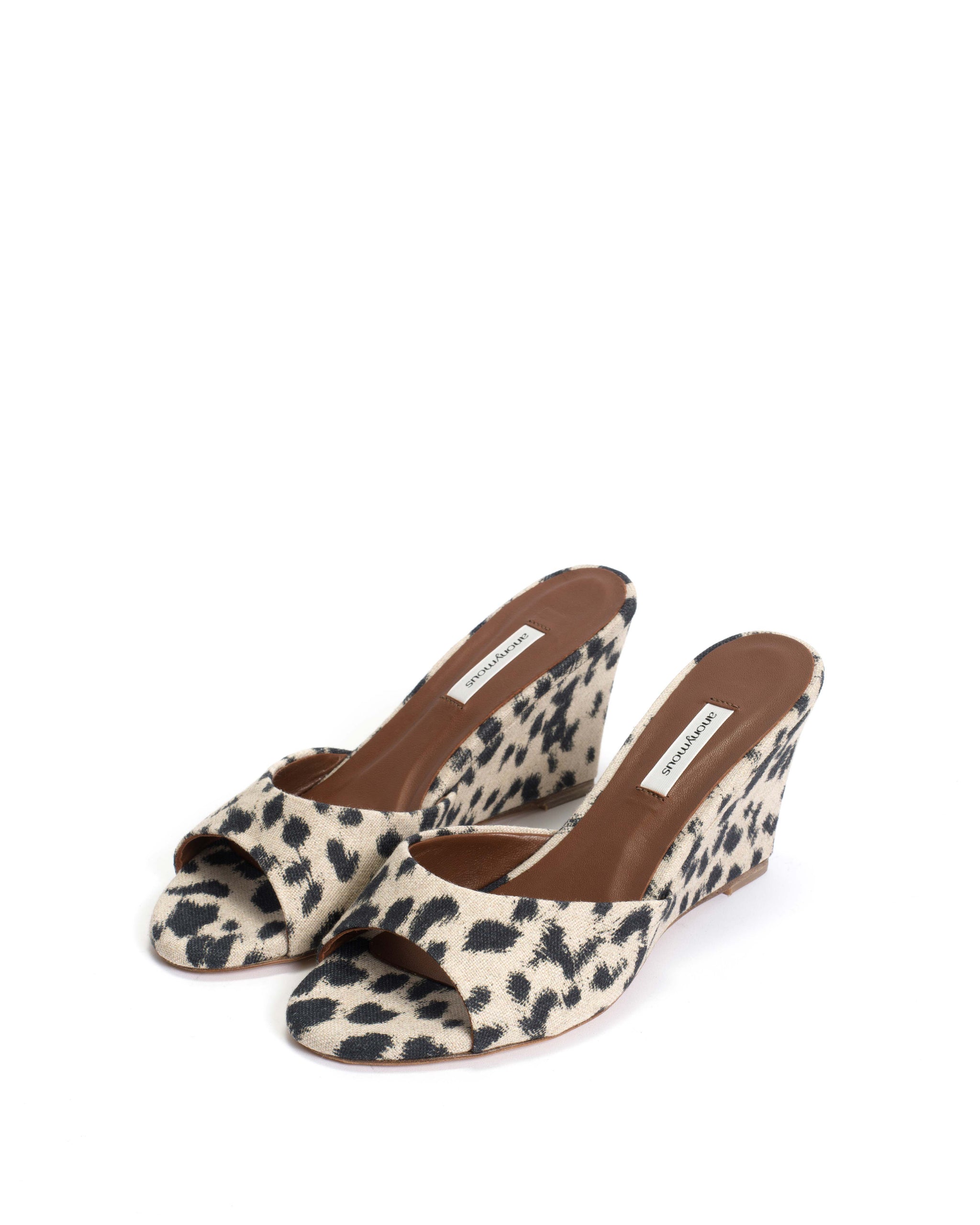 Gwen 75 wedge Natural cotton-linen Leopard - Anonymous Copenhagen
