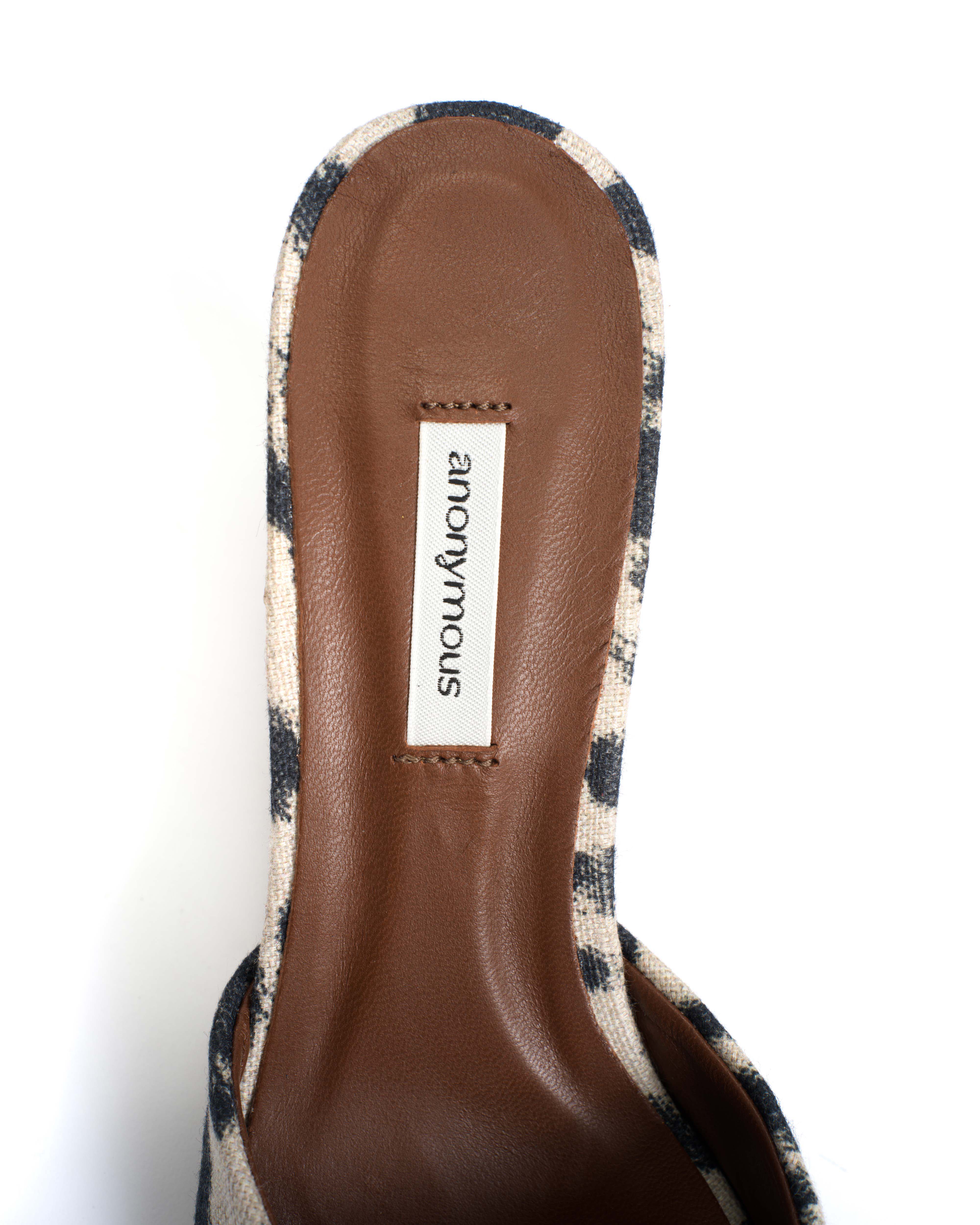 Gwen 75 wedge Natural cotton-linen Leopard