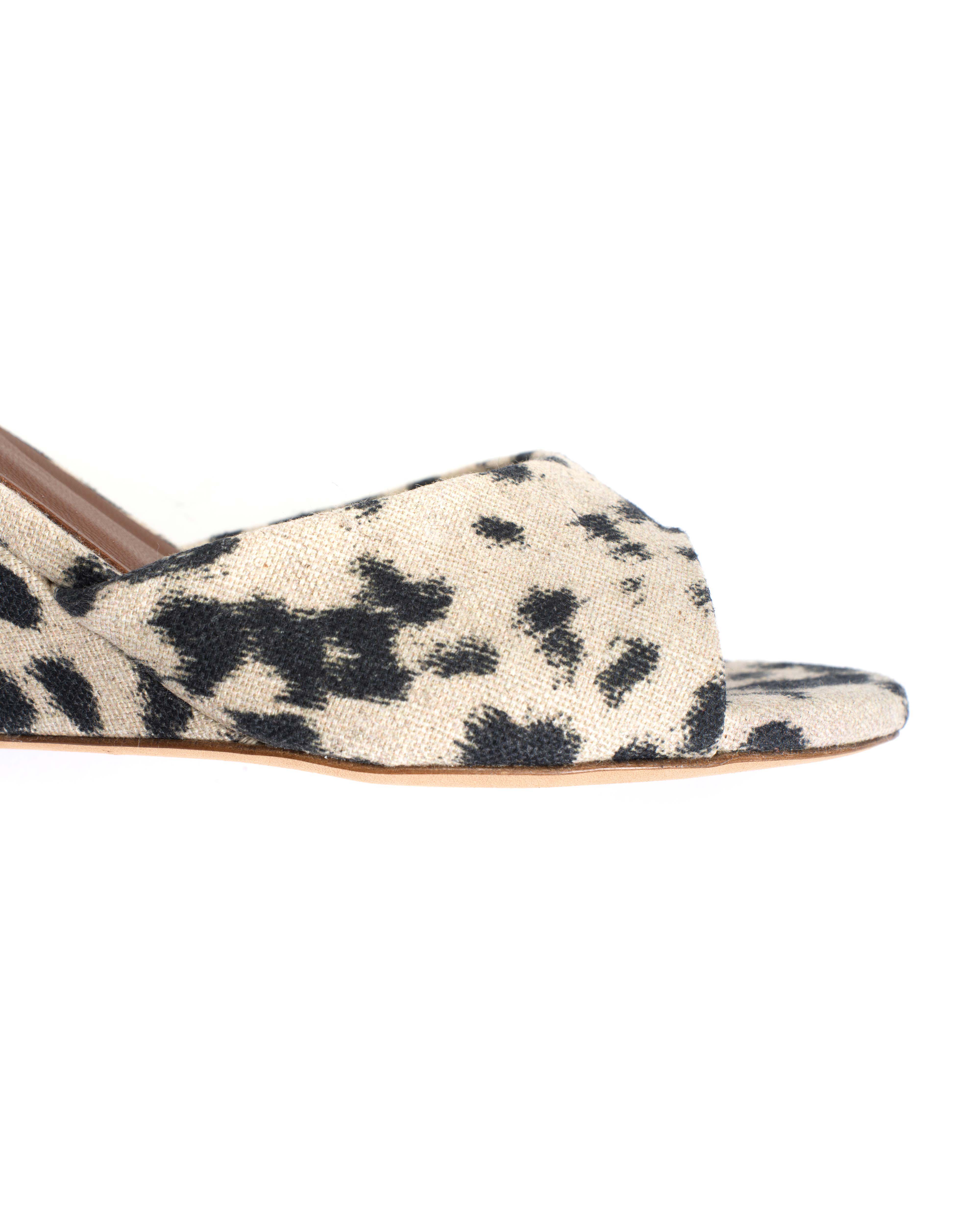 Gwen 75 wedge Natural cotton-linen Leopard