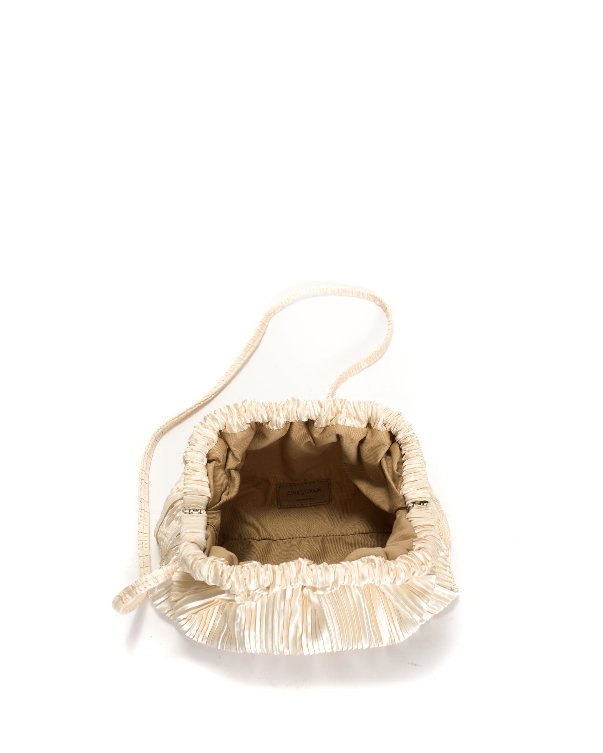 Hally petite cloud bag Pleated satin Creamy white - Anonymous Copenhagen