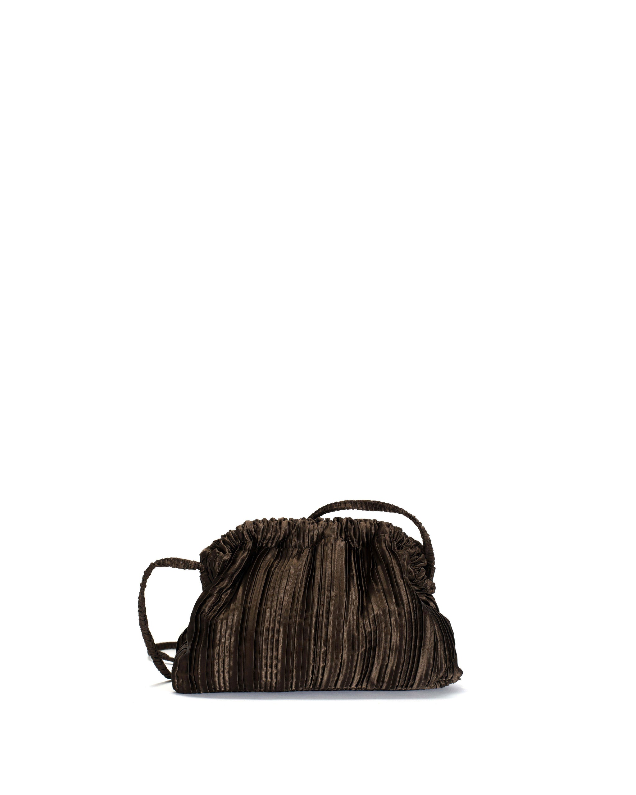 Hally petite cloud bag Pleated satin Espresso brown - Anonymous Copenhagen