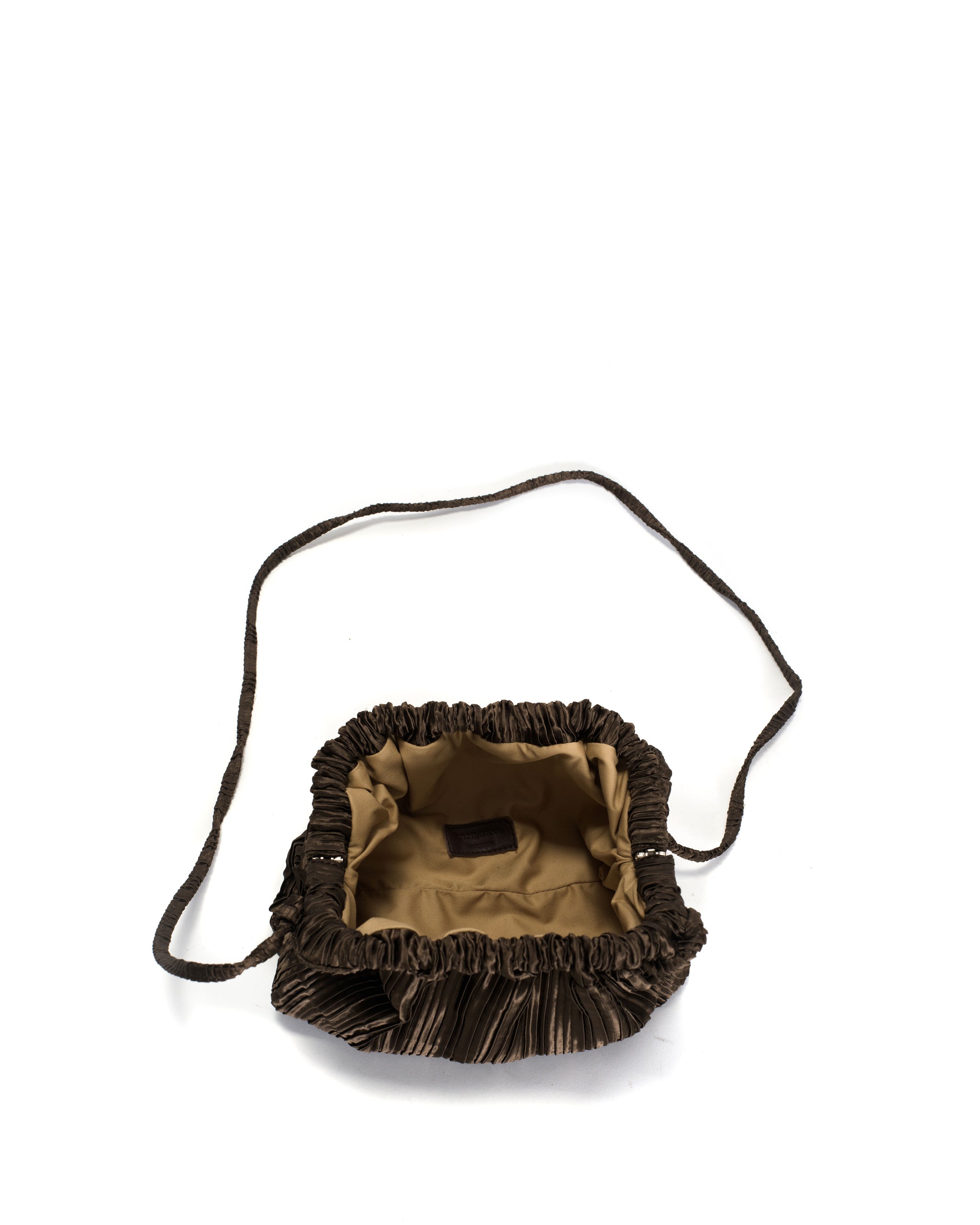 Hally petite cloud bag Pleated satin Espresso brown - Anonymous Copenhagen