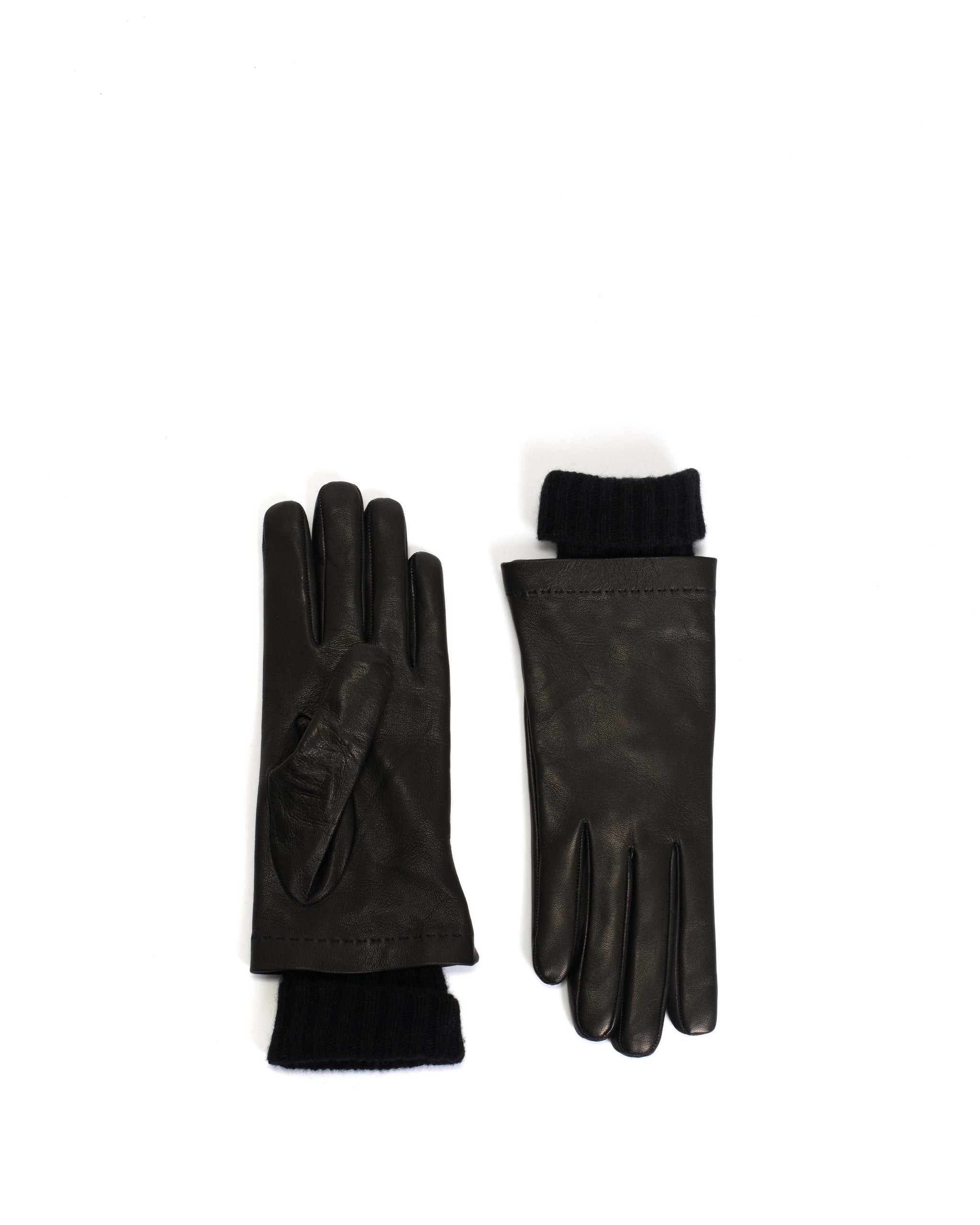 Hanni leather cashmere glove Lamb leather & 100% cashmere Black & black - Anonymous Copenhagen