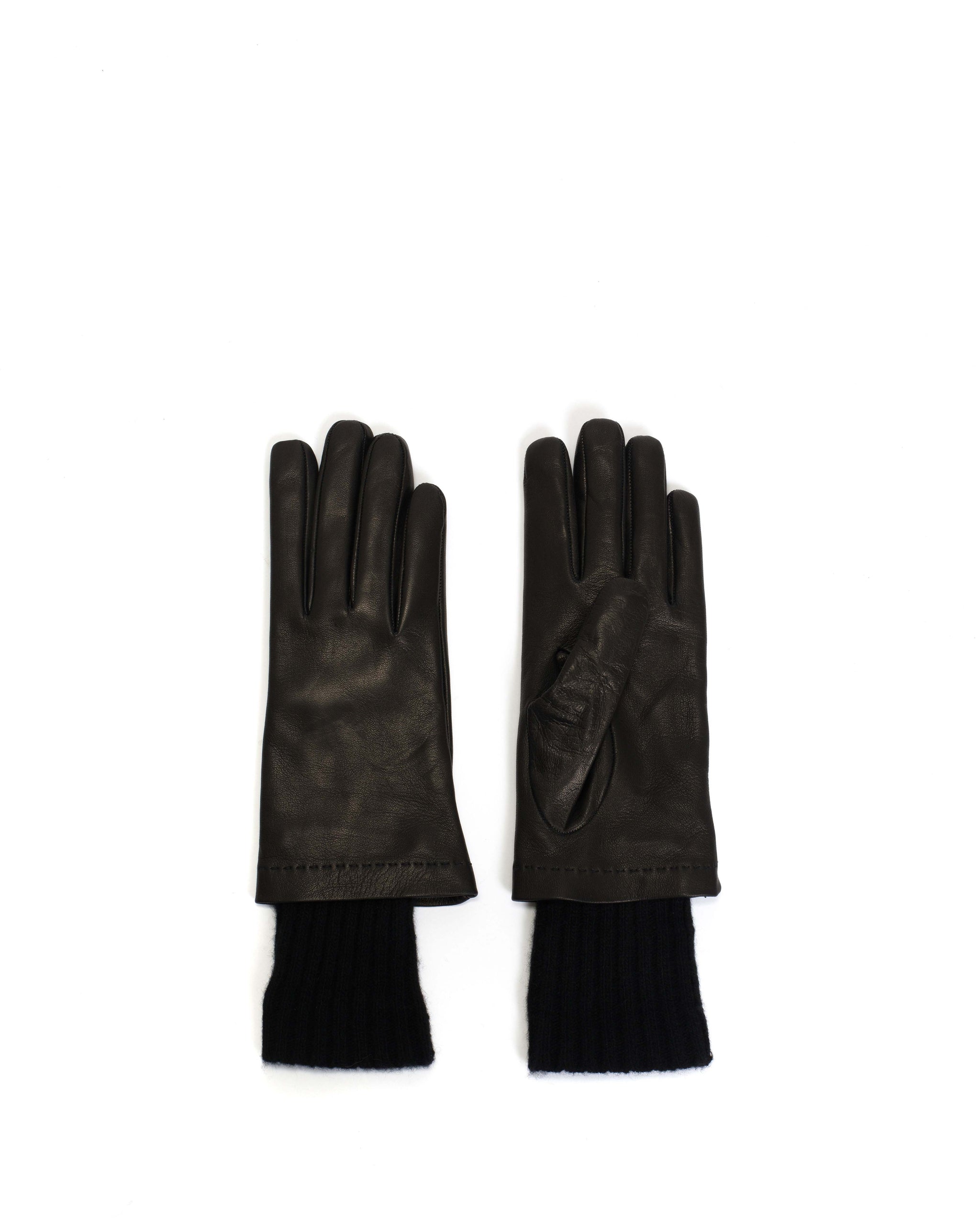 Hanni leather cashmere glove Lamb leather & 100% cashmere Black & black - Anonymous Copenhagen