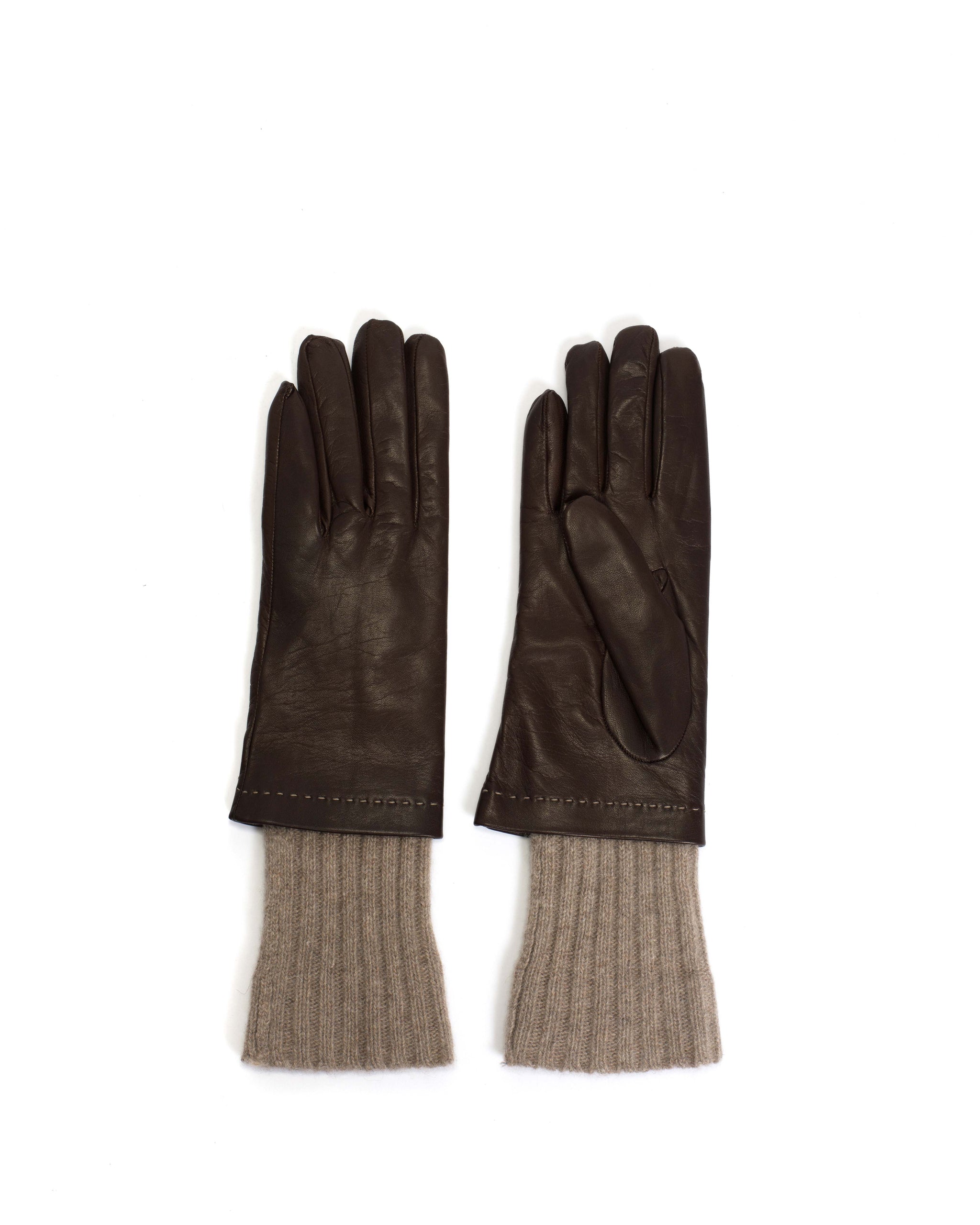 Hanni leather cashmere glove Lamb leather & 100% cashmere Coffee brown & taupe - Anonymous Copenhagen