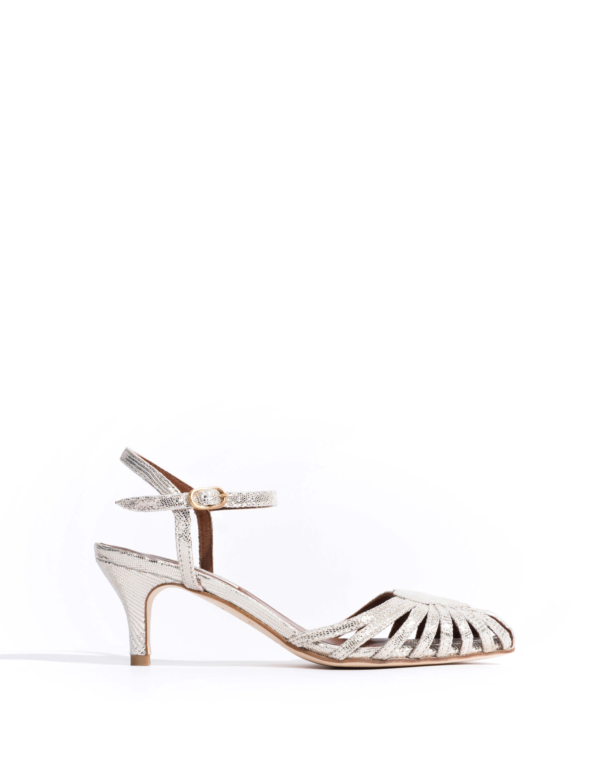 Keesha 55 Lizard metallic goat champagne - Anonymous Copenhagen Heels
