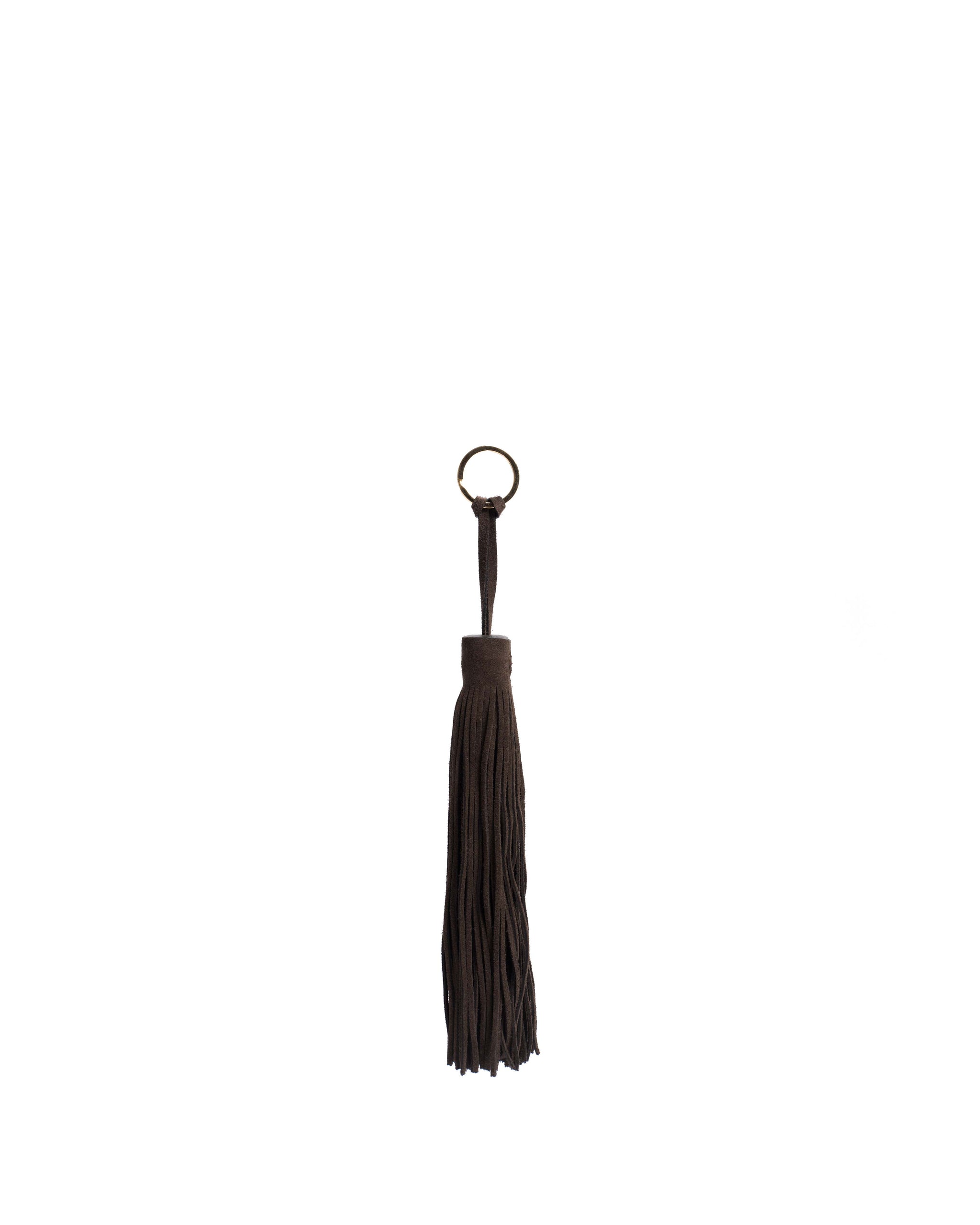 Langley fringe keyring Calf suede Coffee brown - Anonymous Copenhagen