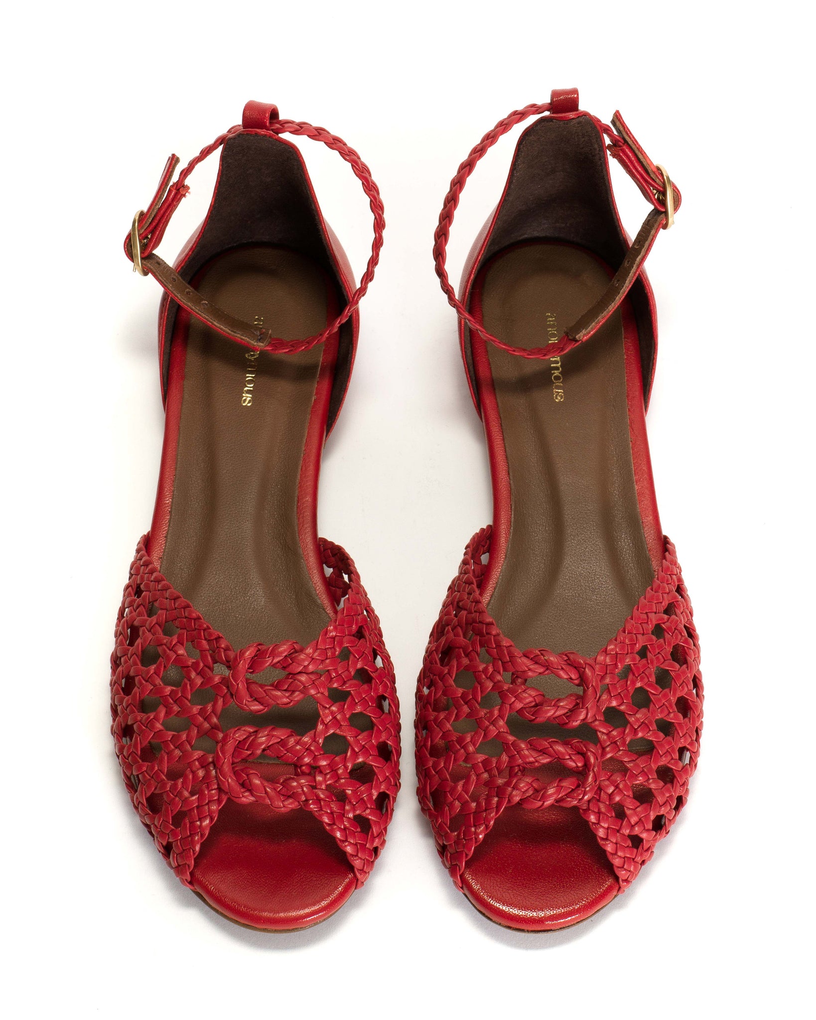 Lucy 10 Hand-braided leather Ruby red