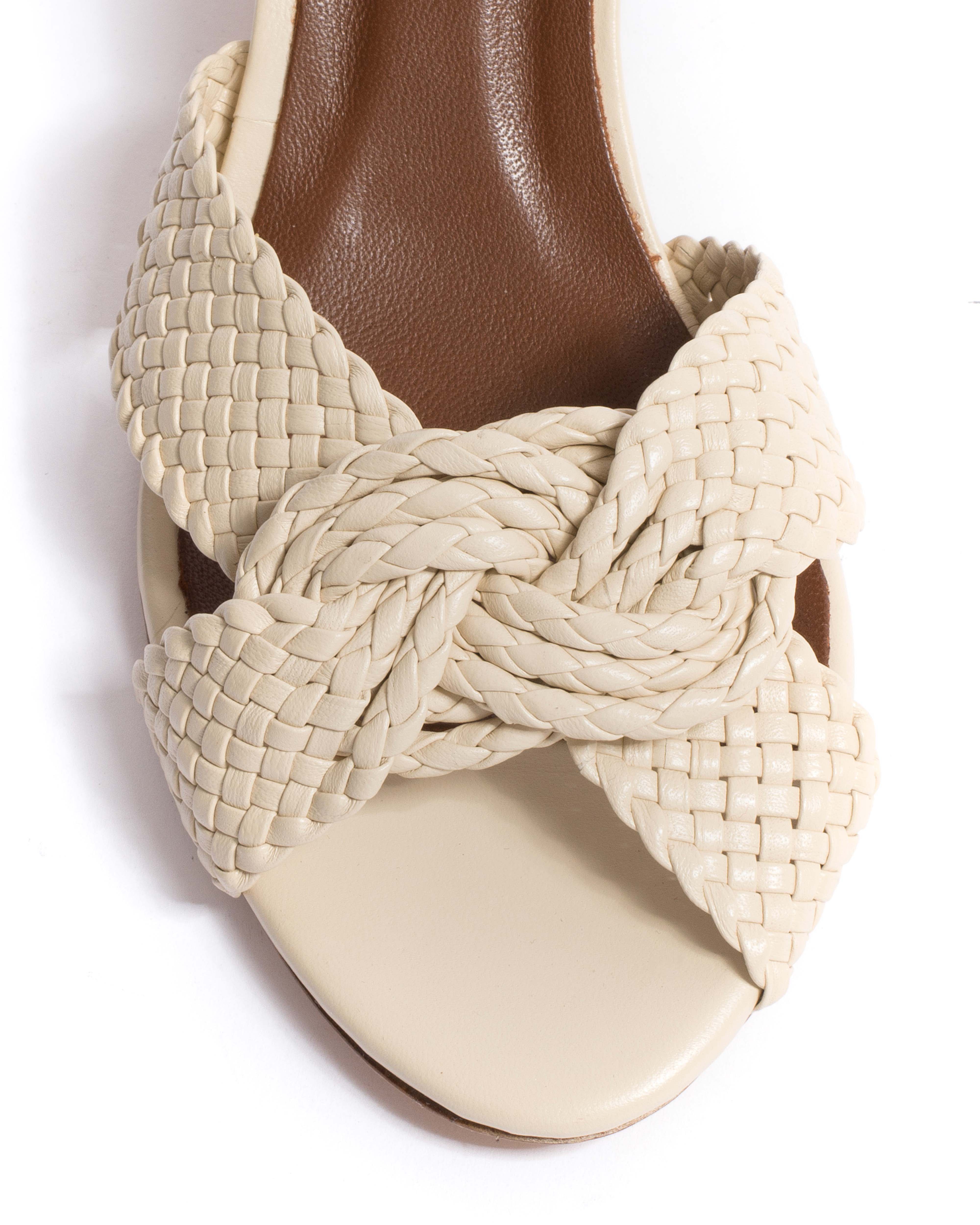 Dilaya 55 hand-braided Hand-braided leather White sand