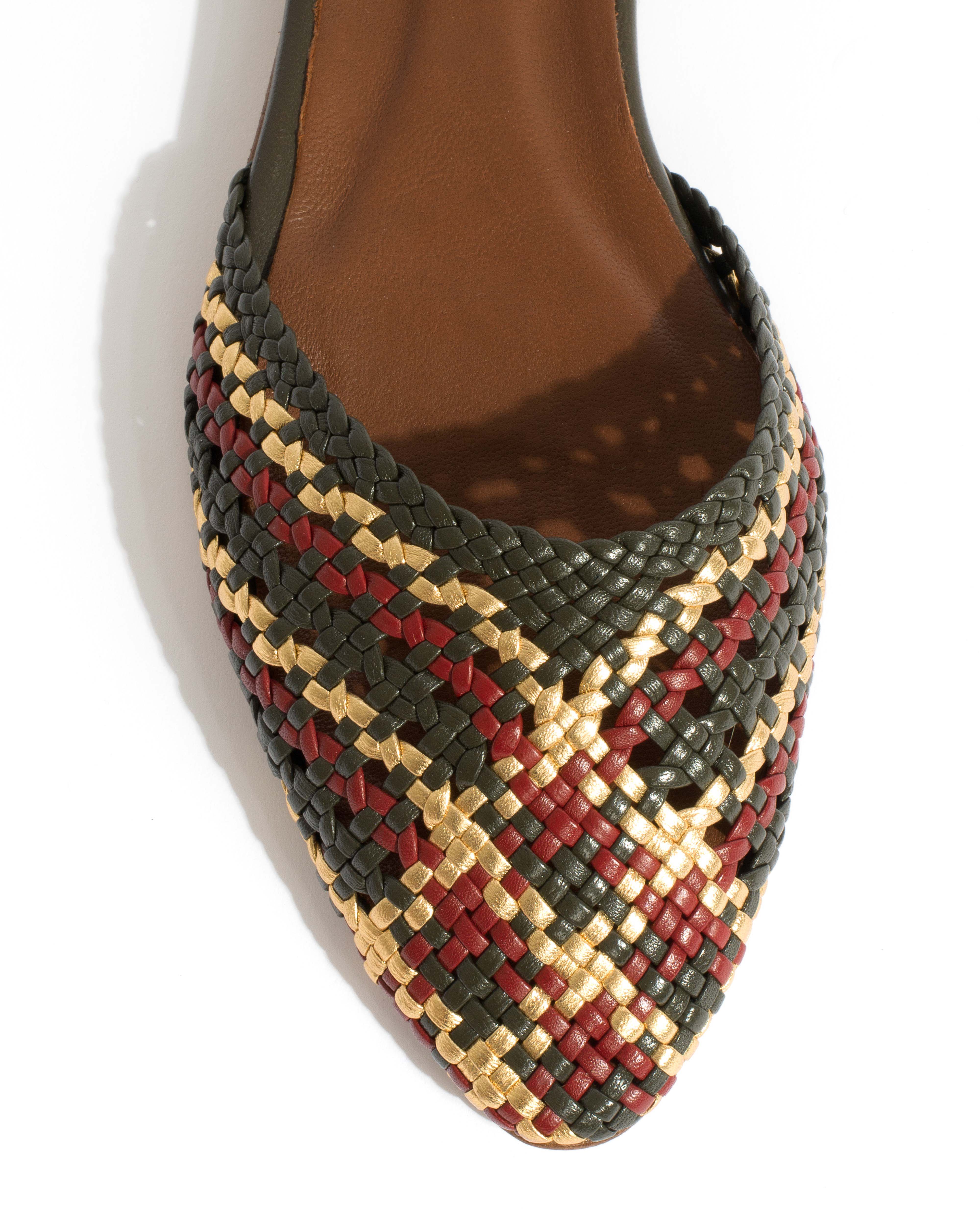 Senara 10 Hand-braided leather Moss green mix