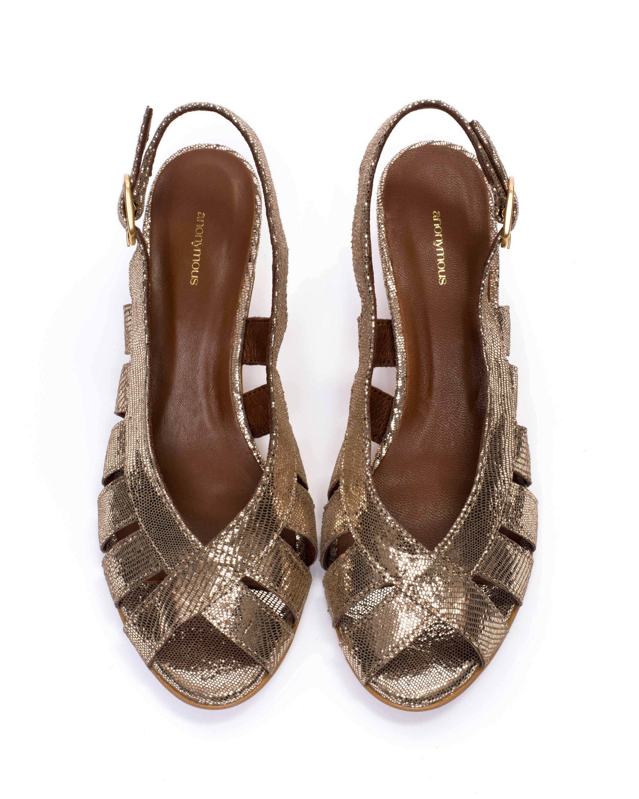 Sophie 50 stiletto Lizard metallic goat Vintage champagne - Anonymous Copenhagen