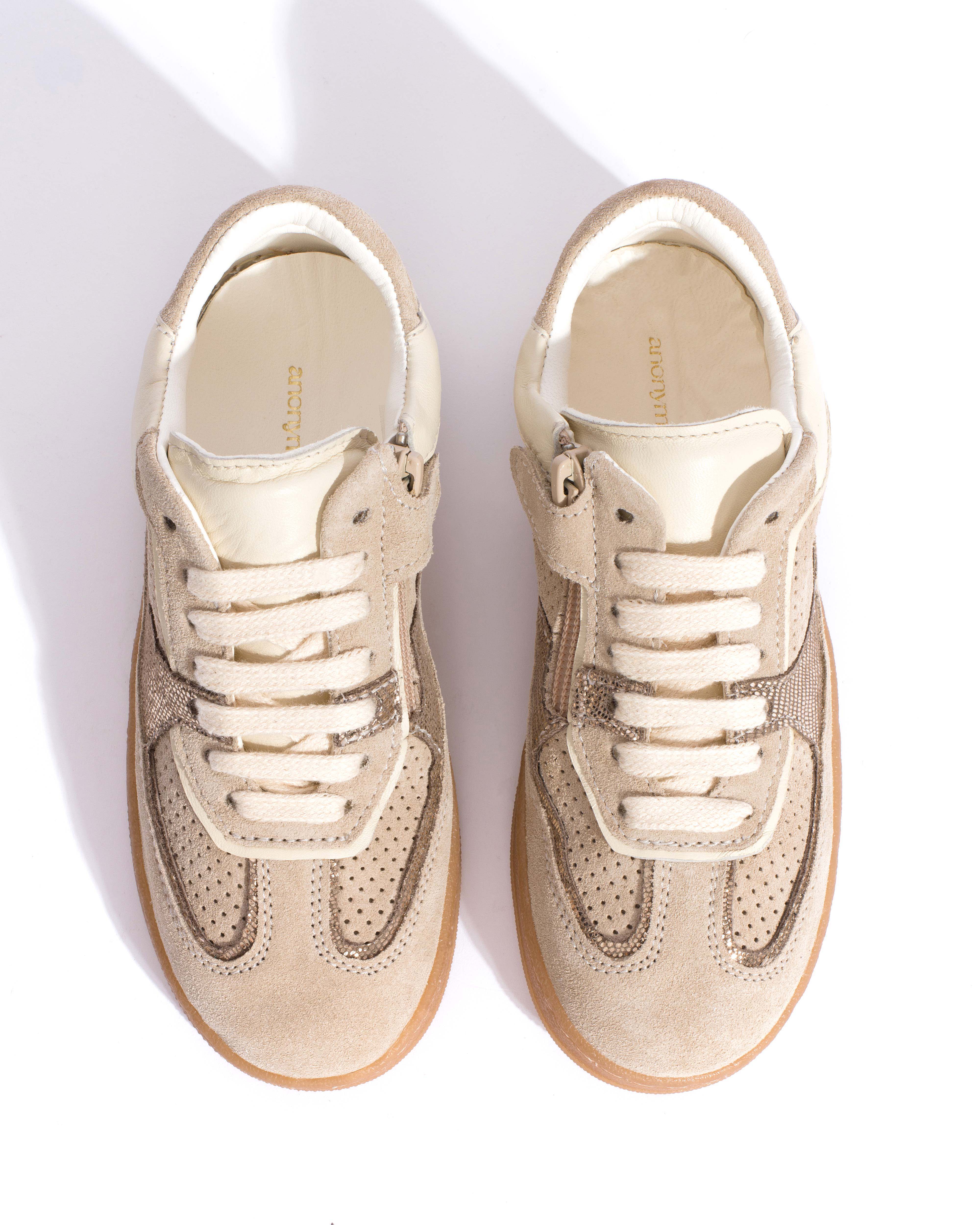 Dabbie junior Calf suede & mix Mushroom & vintage champagne mix