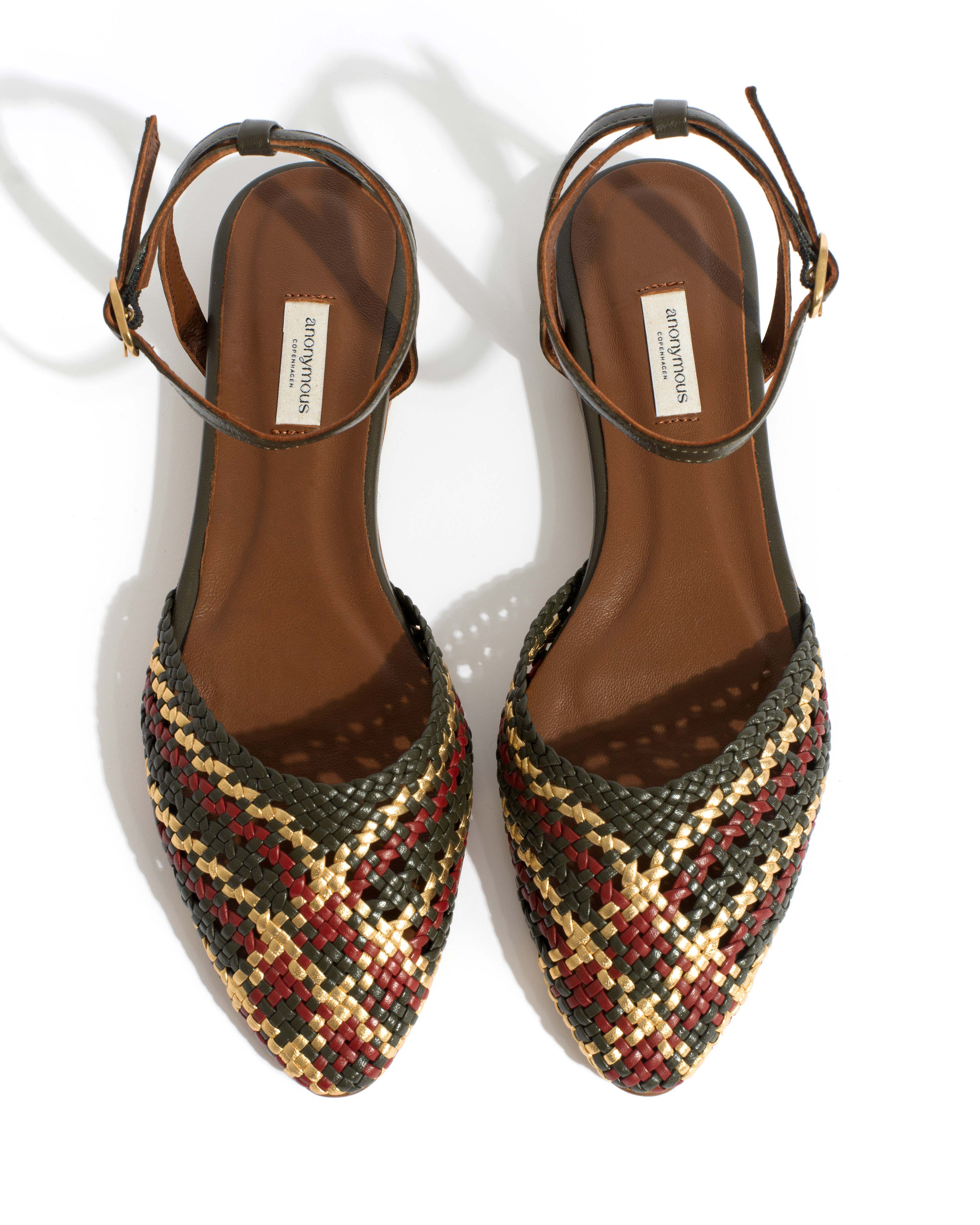 Senara 10 Hand-braided leather Moss green mix