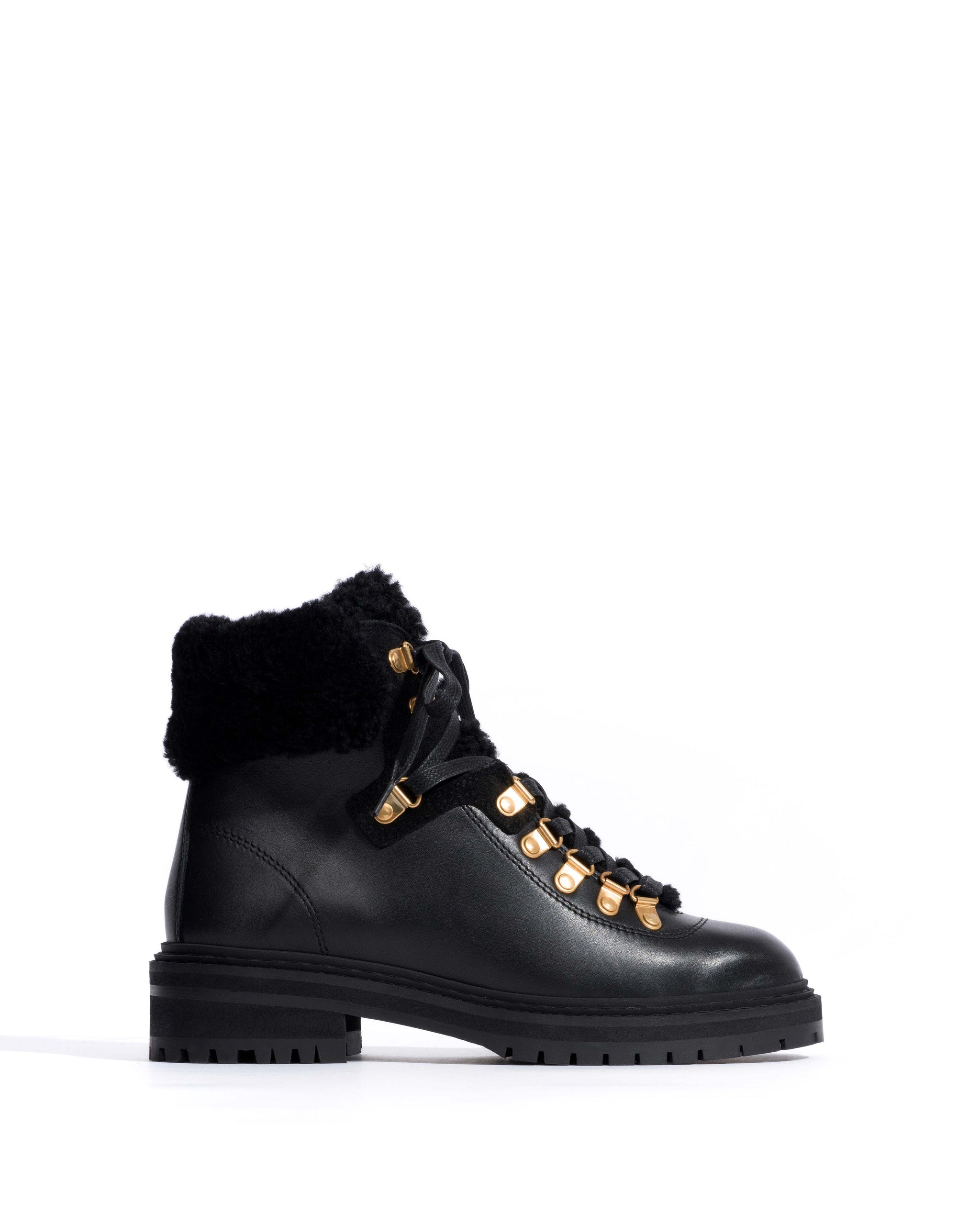 Beari lamb shearling Soft calf & suede leather Black