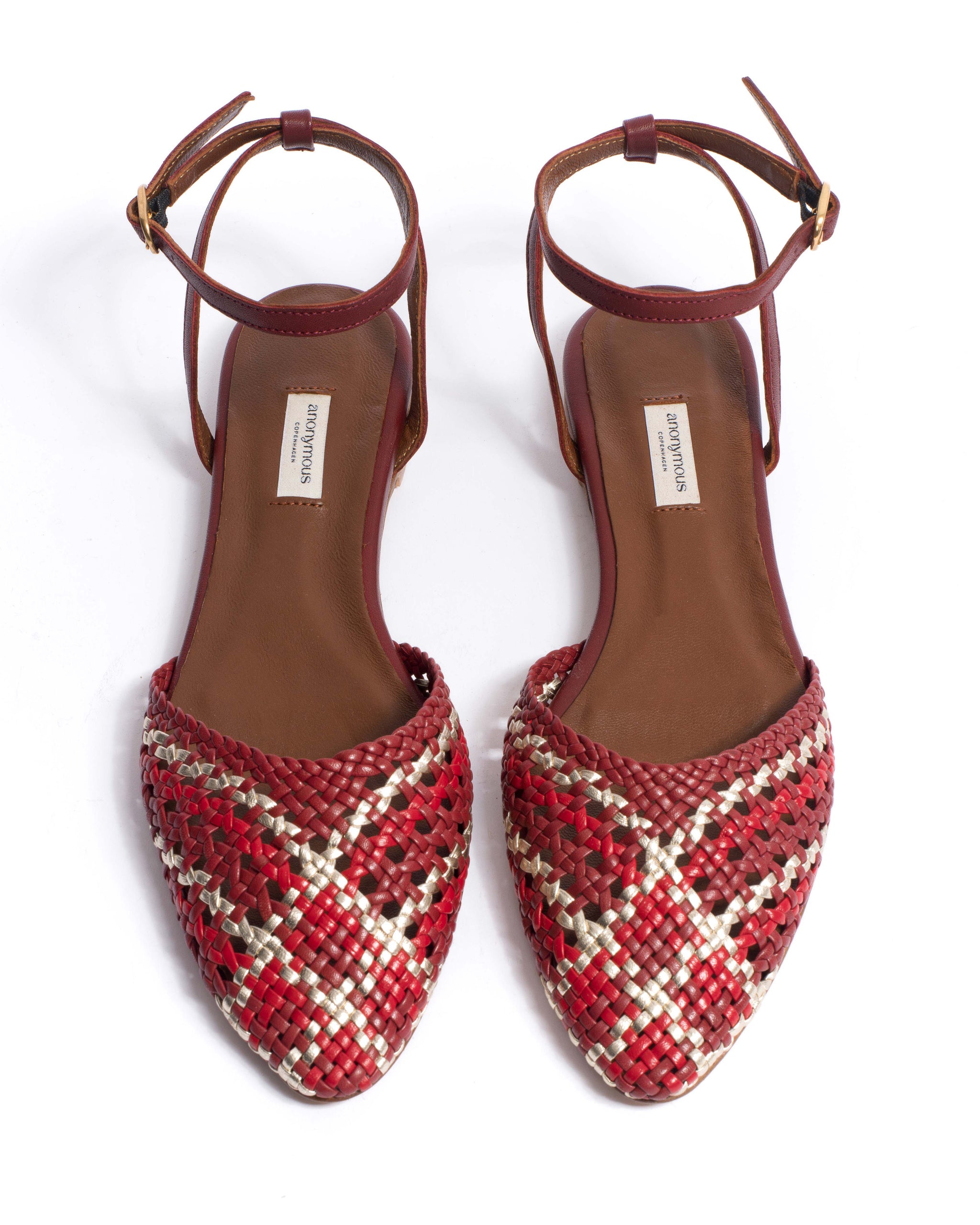 Senara 10 Hand-braided leather Pomegranate mix - Anonymous Copenhagen Shoes