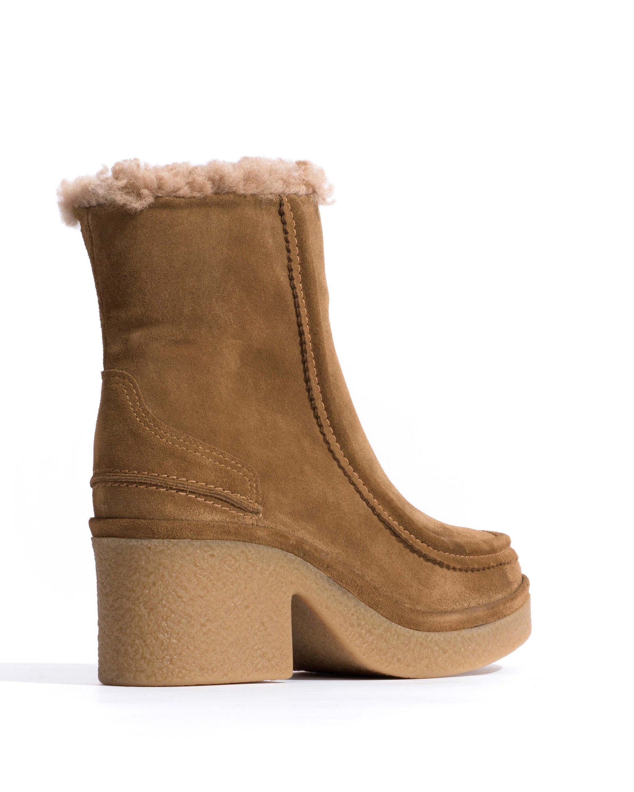 Bambie 65 platform lamb shearling Calf suede & sole Cinnamon & natural