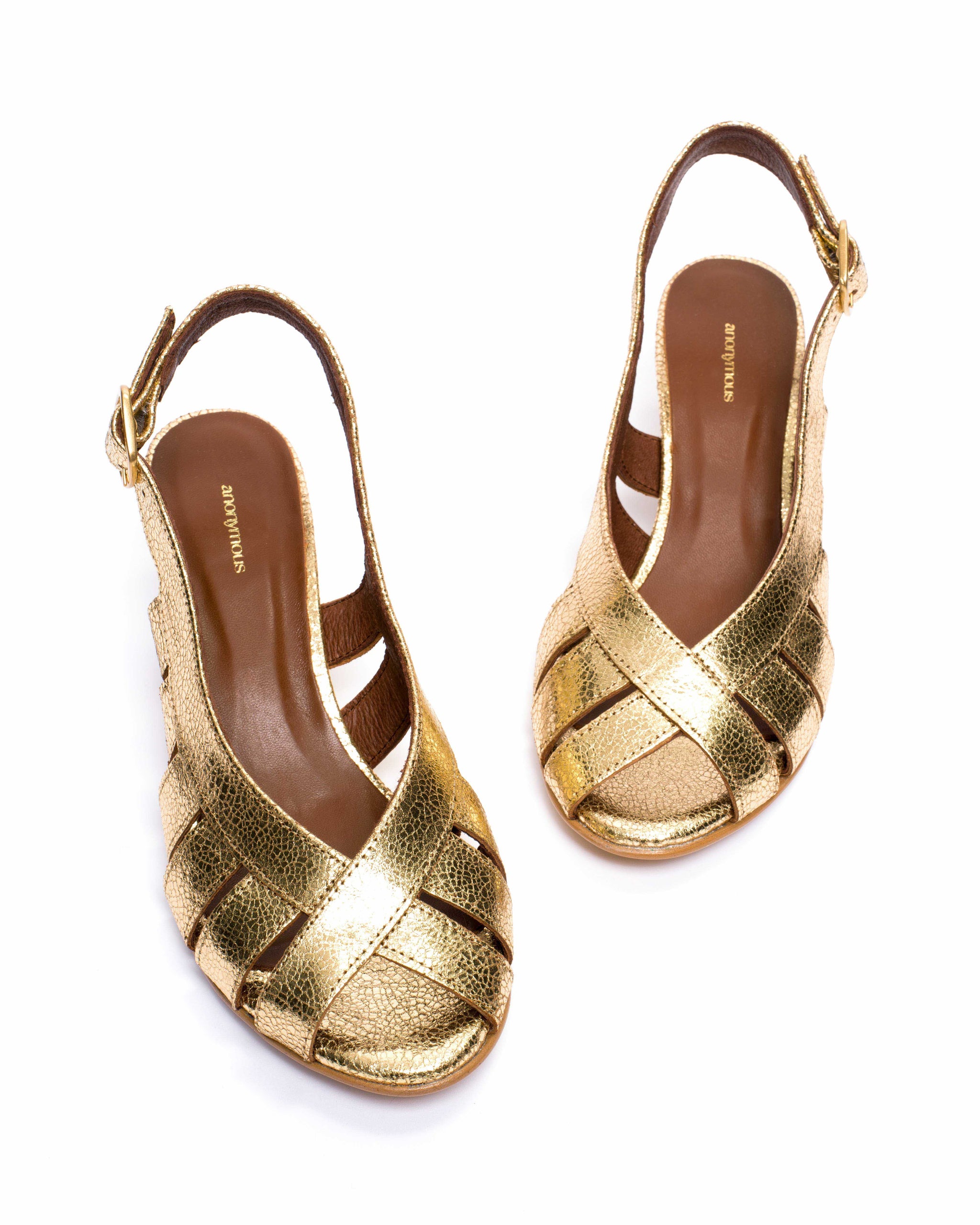 Sophie 50 stiletto Crackled metallic goat Gold - Anonymous Copenhagen