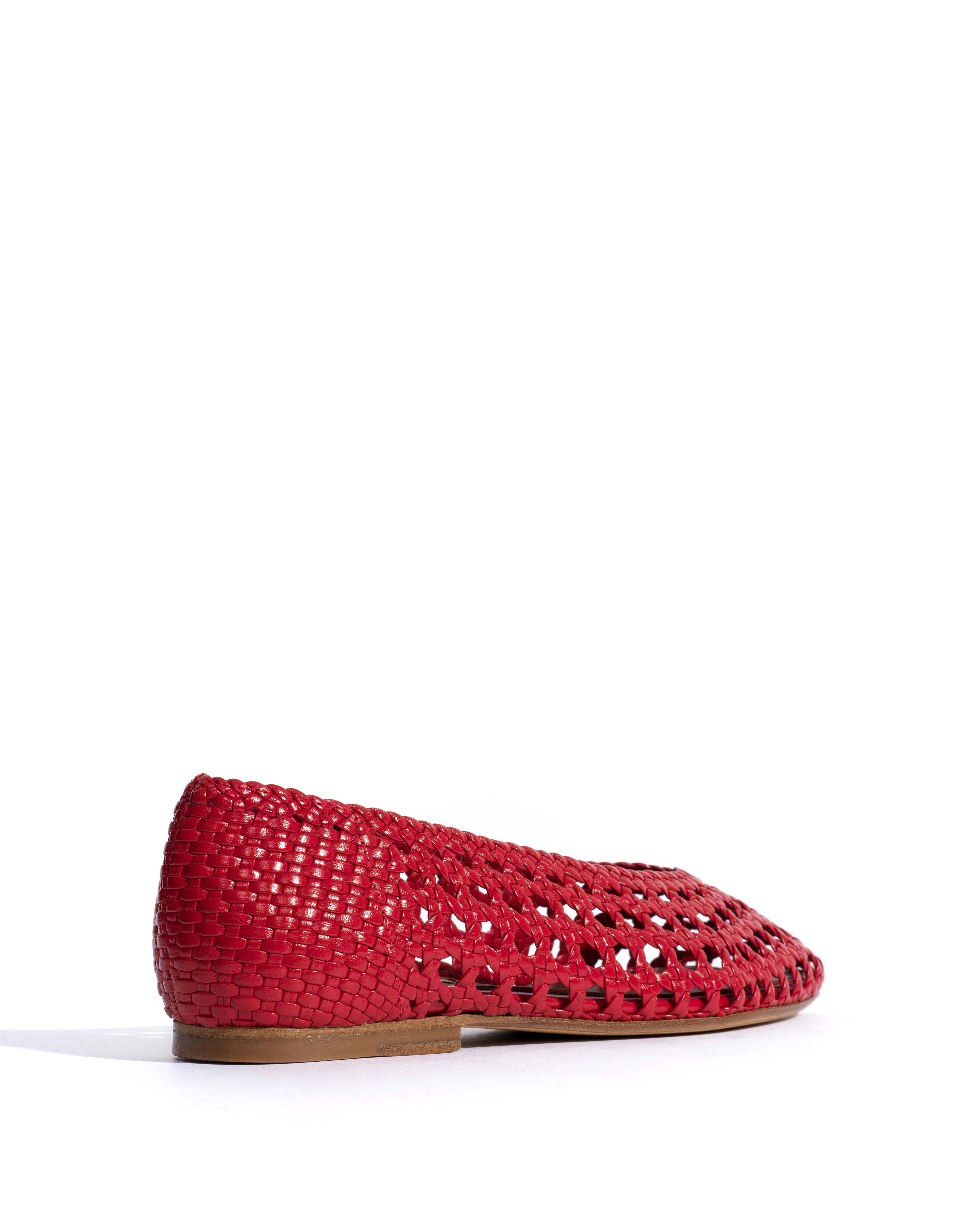 Sessi 10 hand-braided Hand-braided leather Ruby red