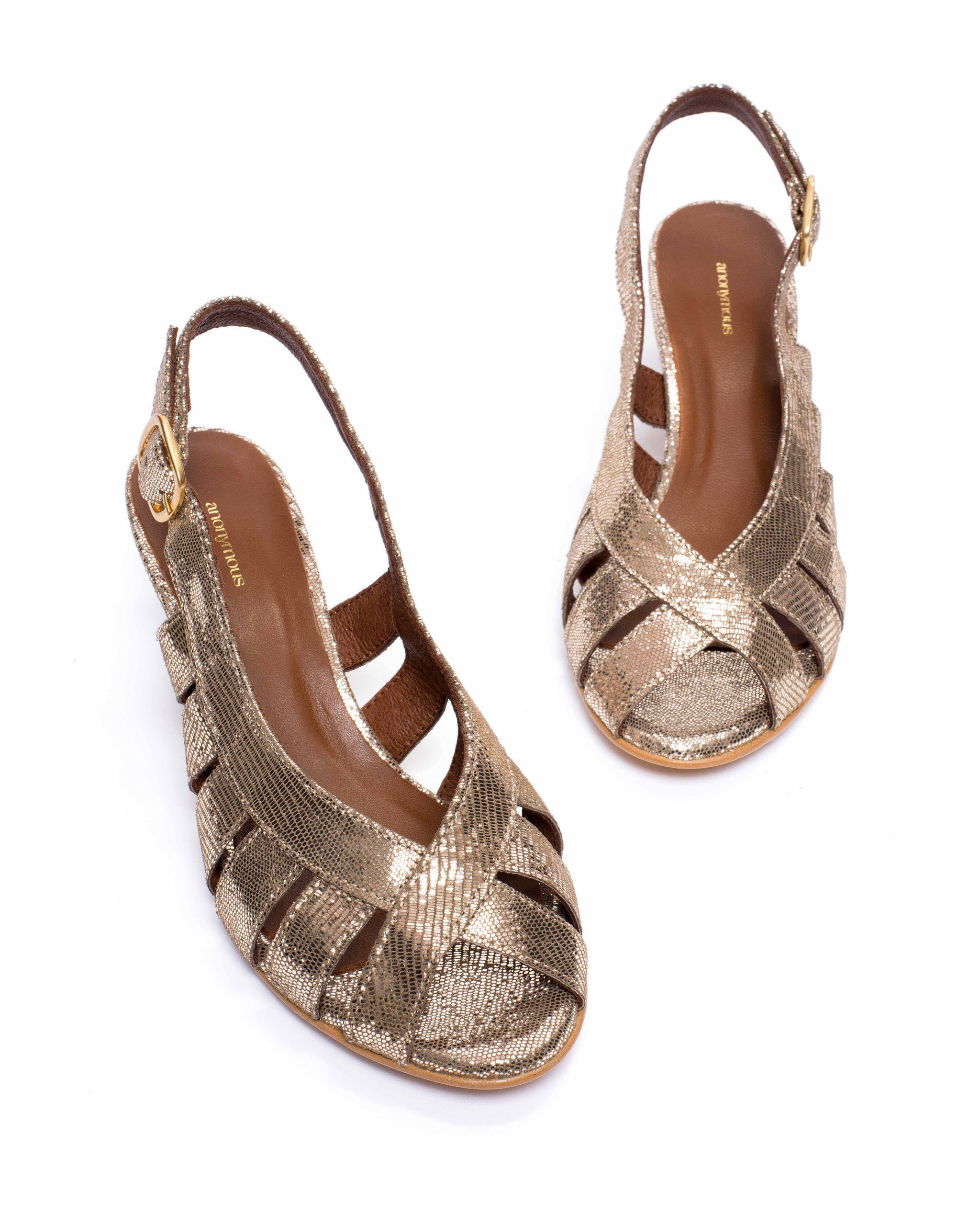 Sophie 50 stiletto Lizard metallic goat Vintage champagne - Anonymous Copenhagen
