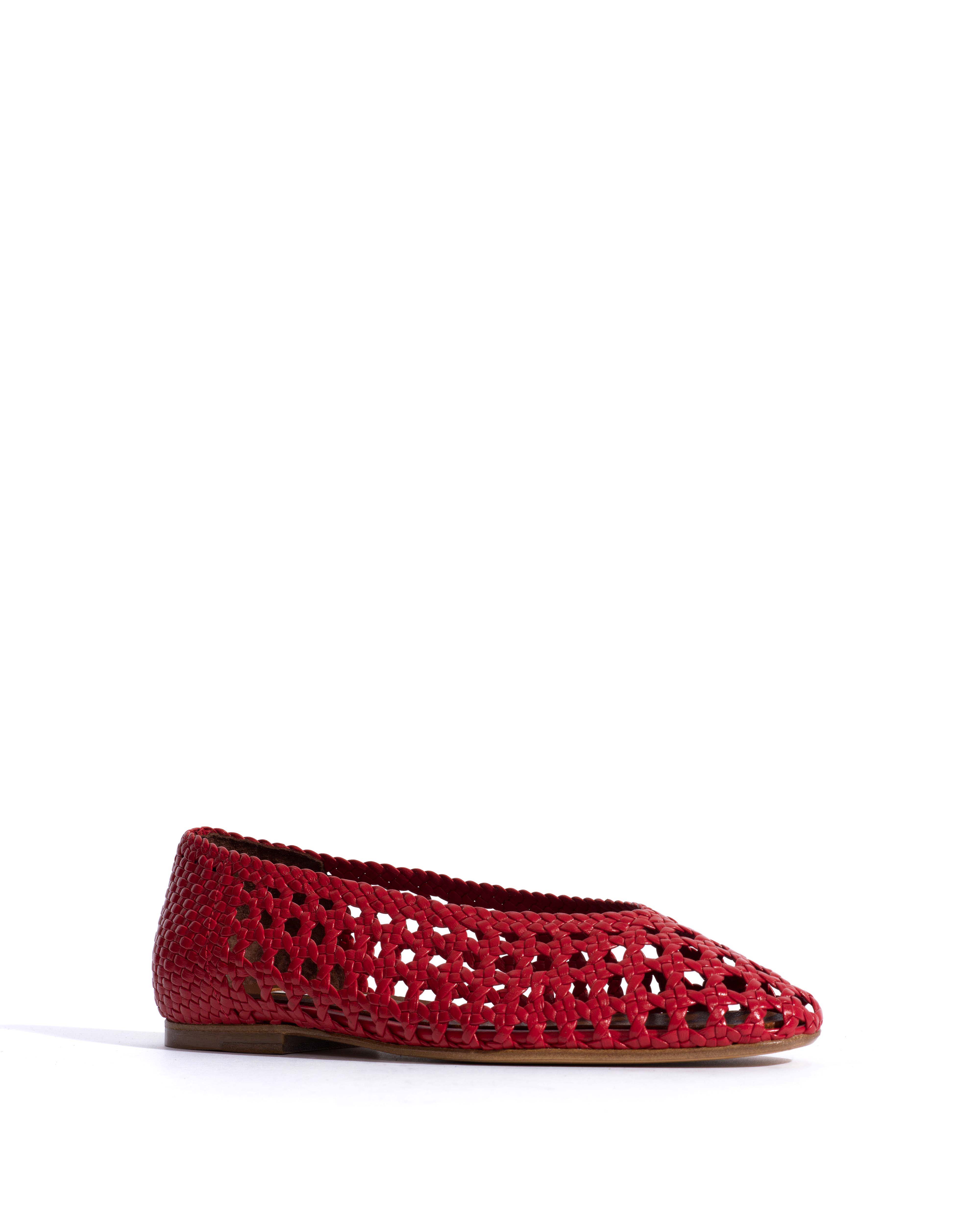 Sessi 10 hand-braided Hand-braided leather Ruby red