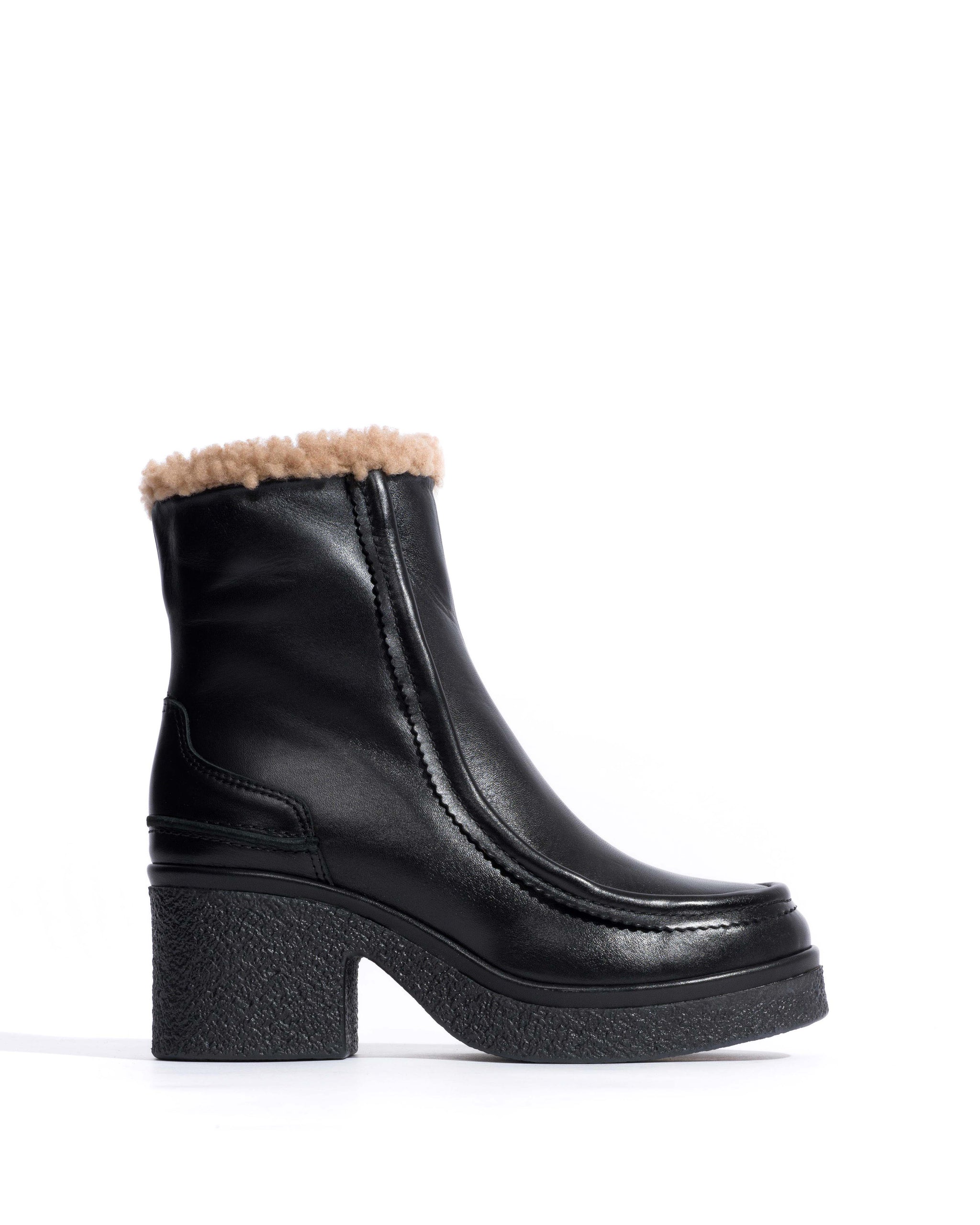 Bambie 65 platform lamb shearling Soft calf & sole Black & black