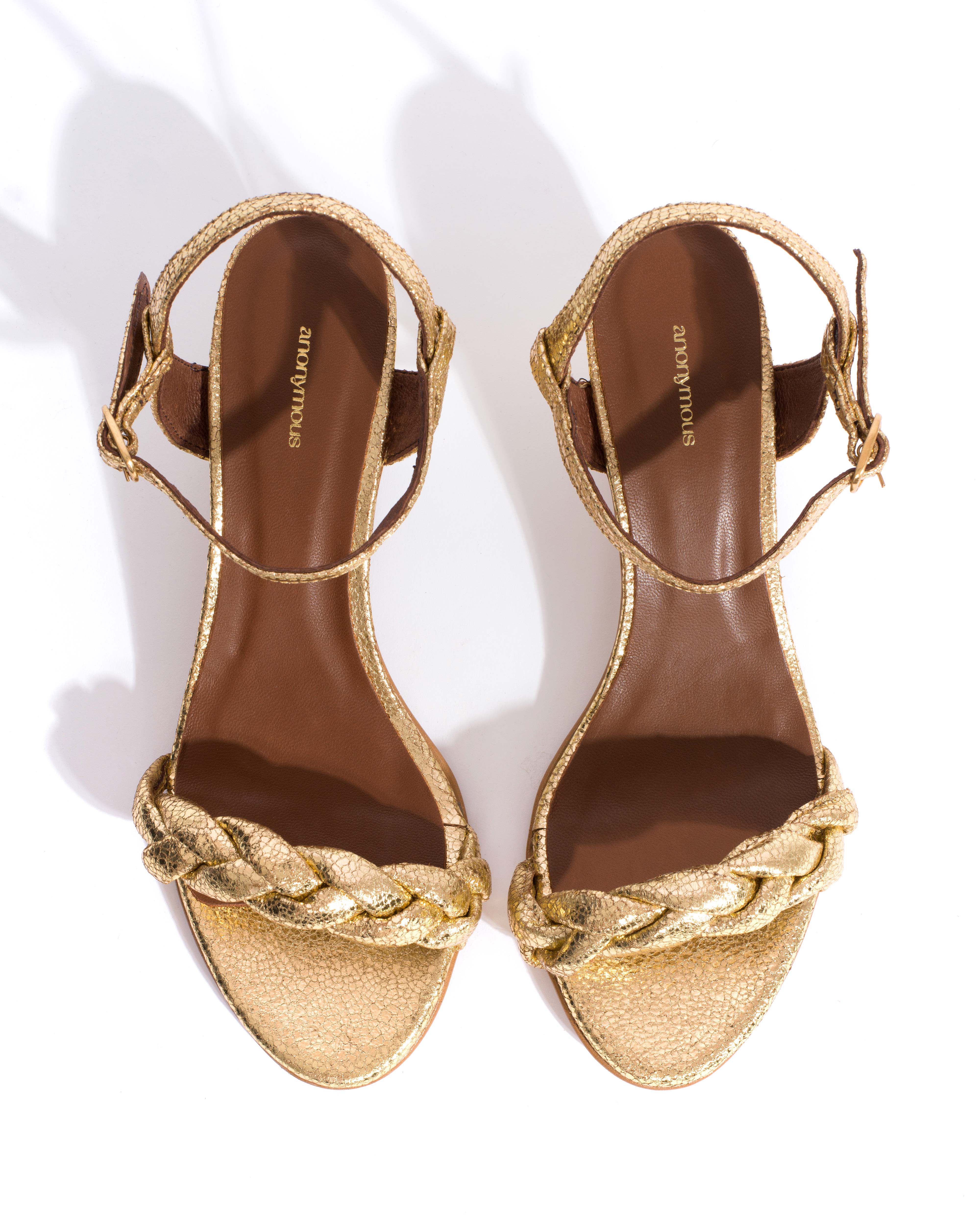 Grace 50 stiletto Crackled metallic goat Gold