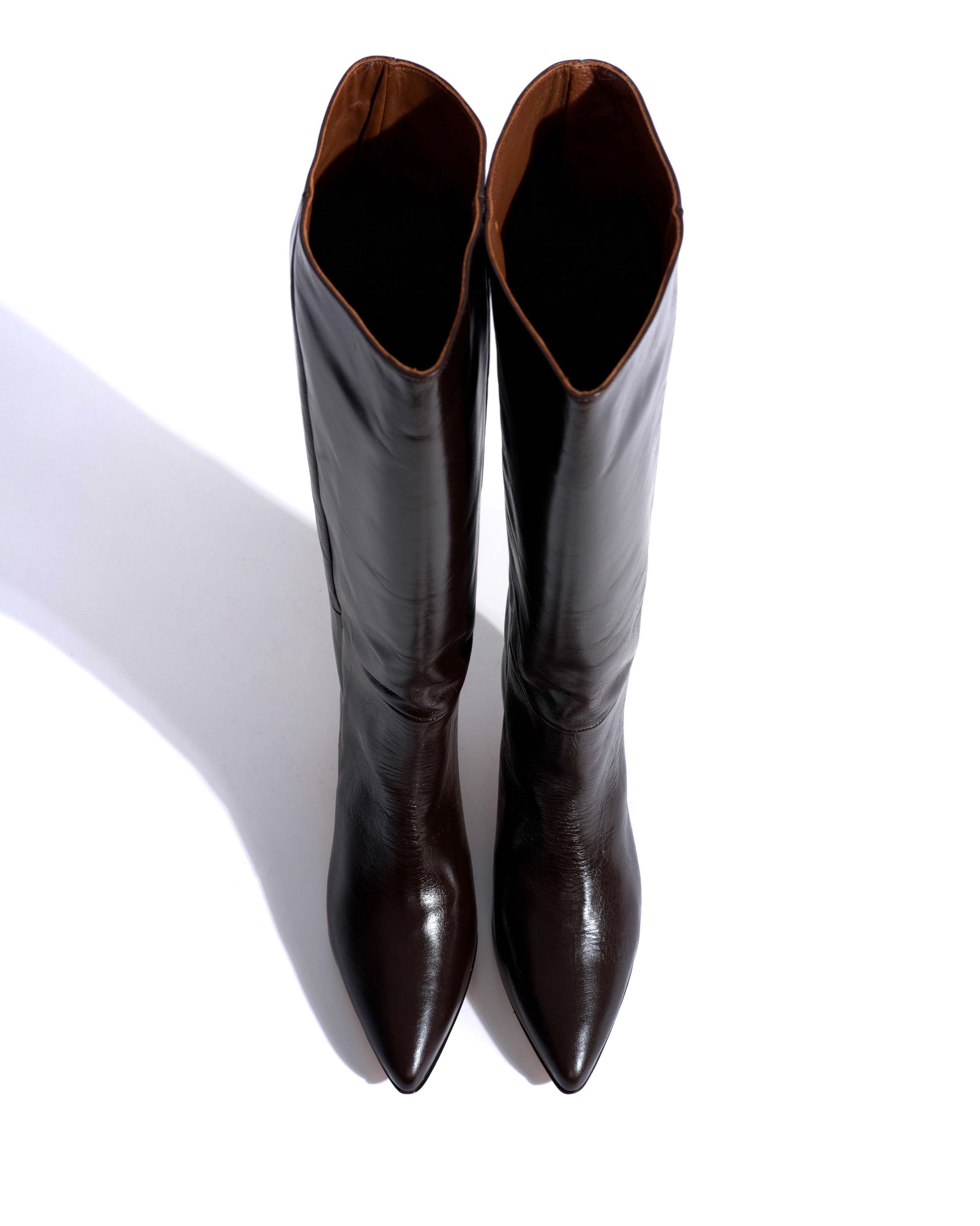 Cecilia 40 stiletto Crinkled soft calf Espresso brown - Anonymous Copenhagen High shaft boots