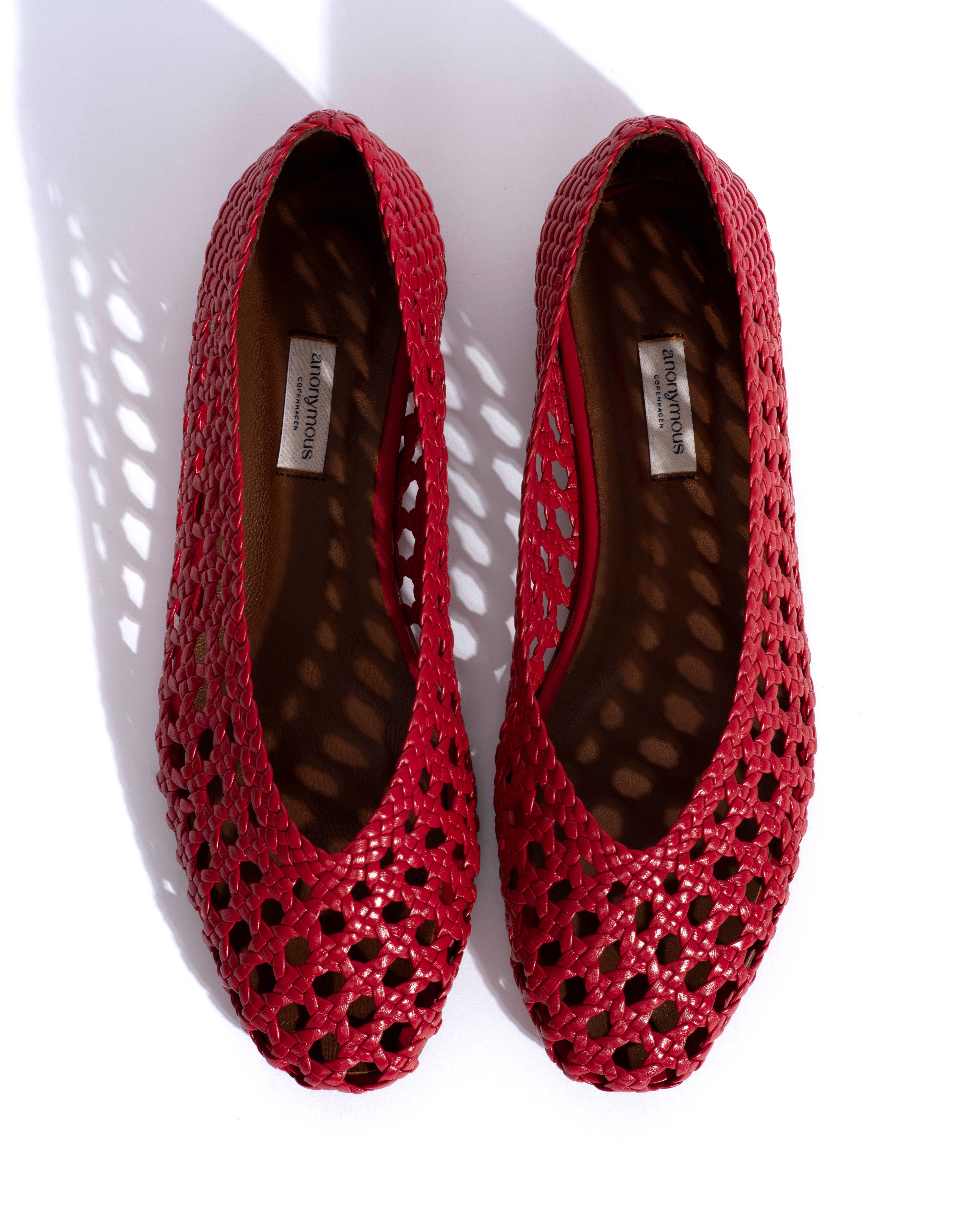 Sessi 10 hand-braided Hand-braided leather Ruby red