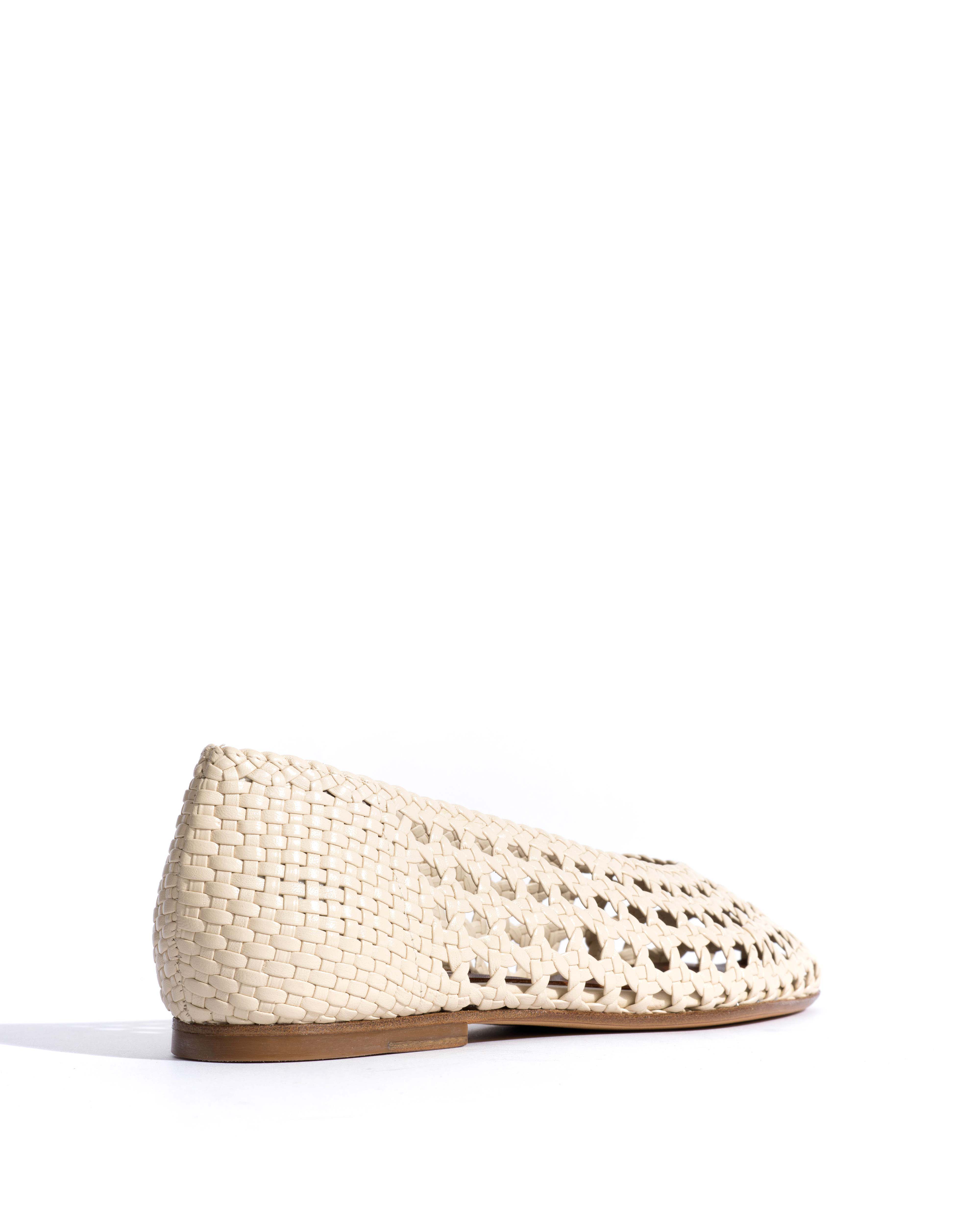 Sessi 10 hand-braided Hand-braided leather White sand