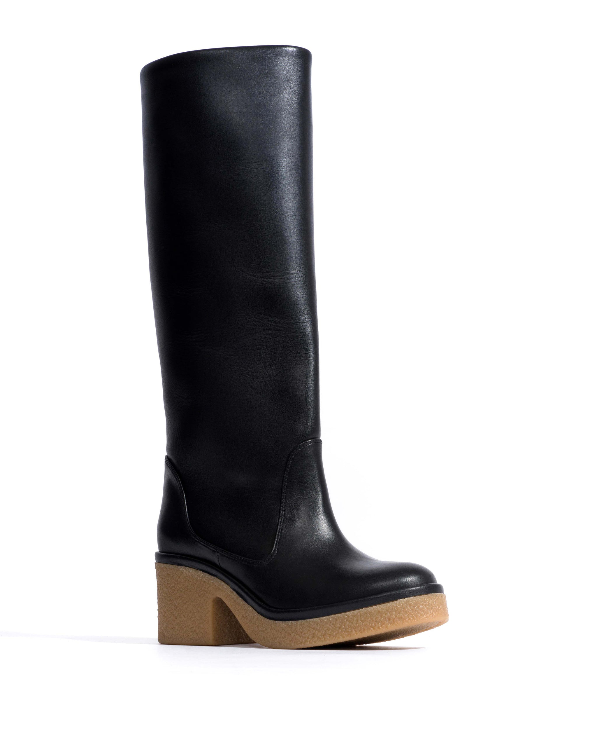 Valle 65 platform Soft calf & sole Black & natural