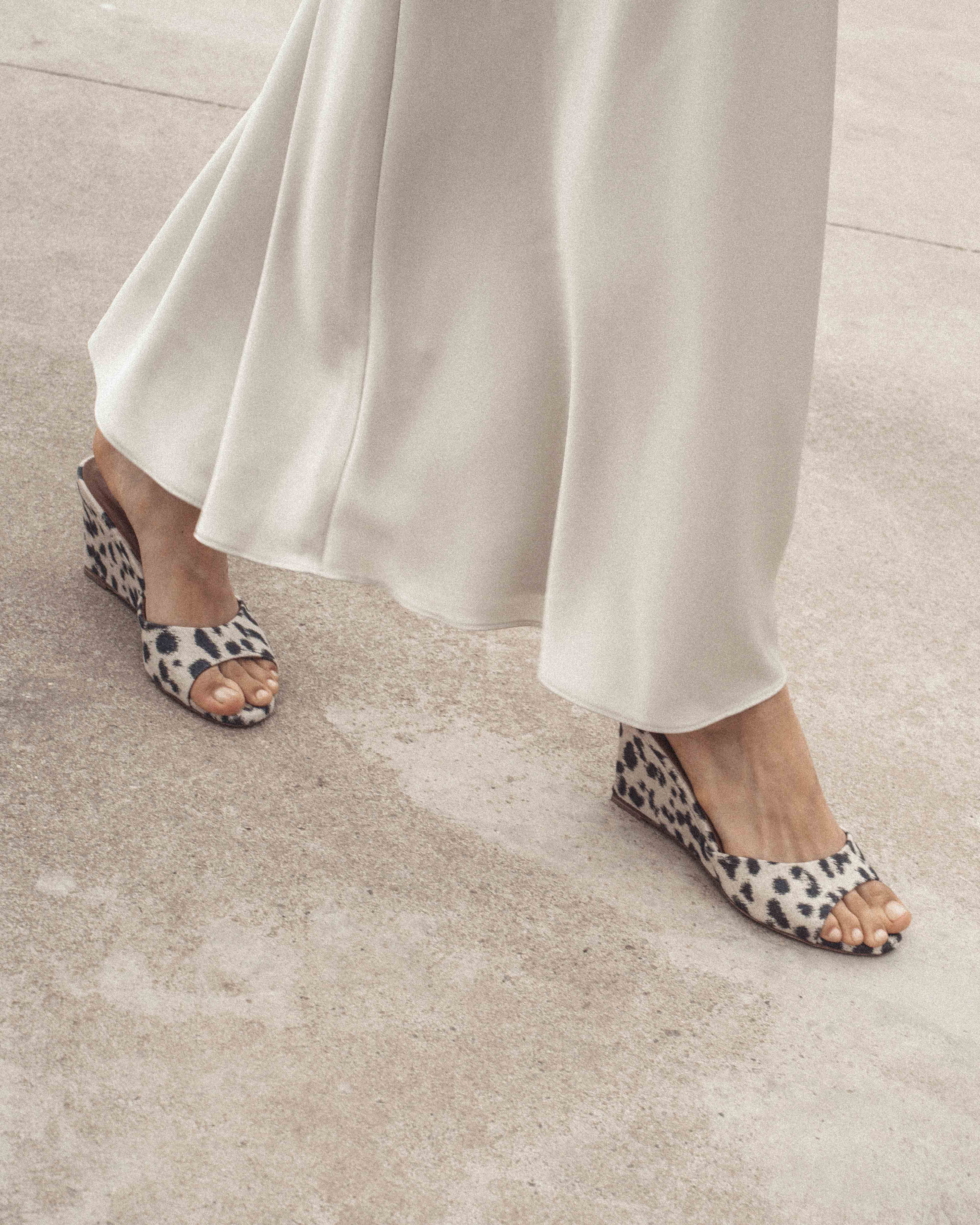 Gwen 75 wedge Natural cotton-linen Leopard