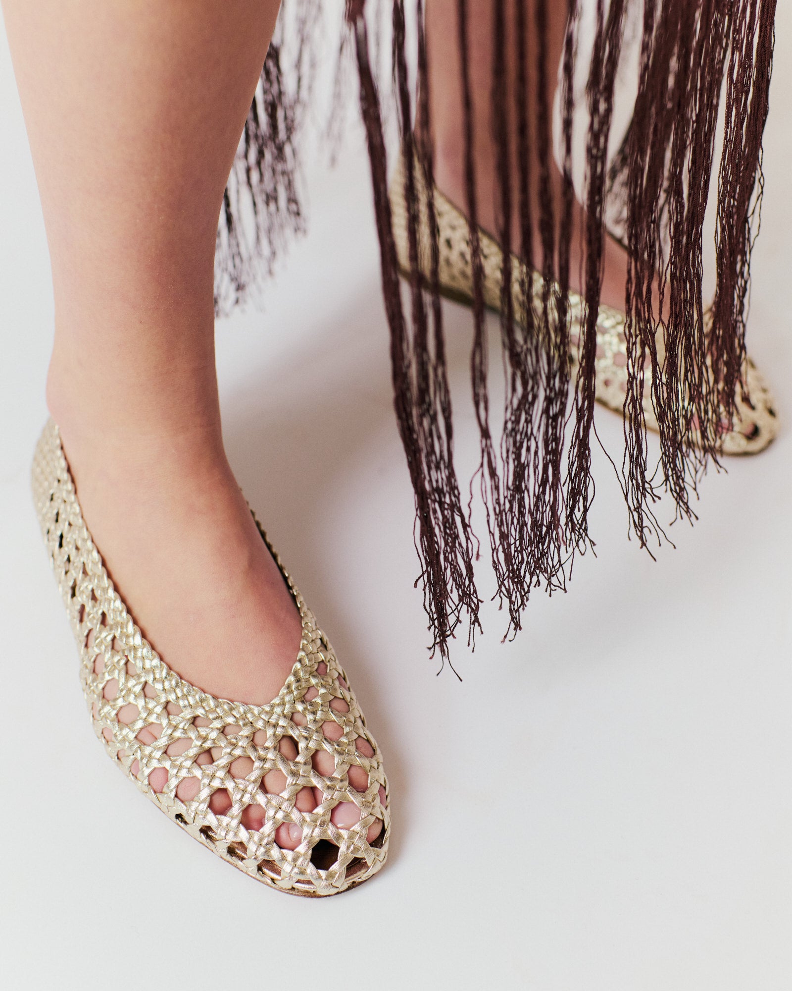 Sessi 10 hand-braided Hand-braided leather Champagne