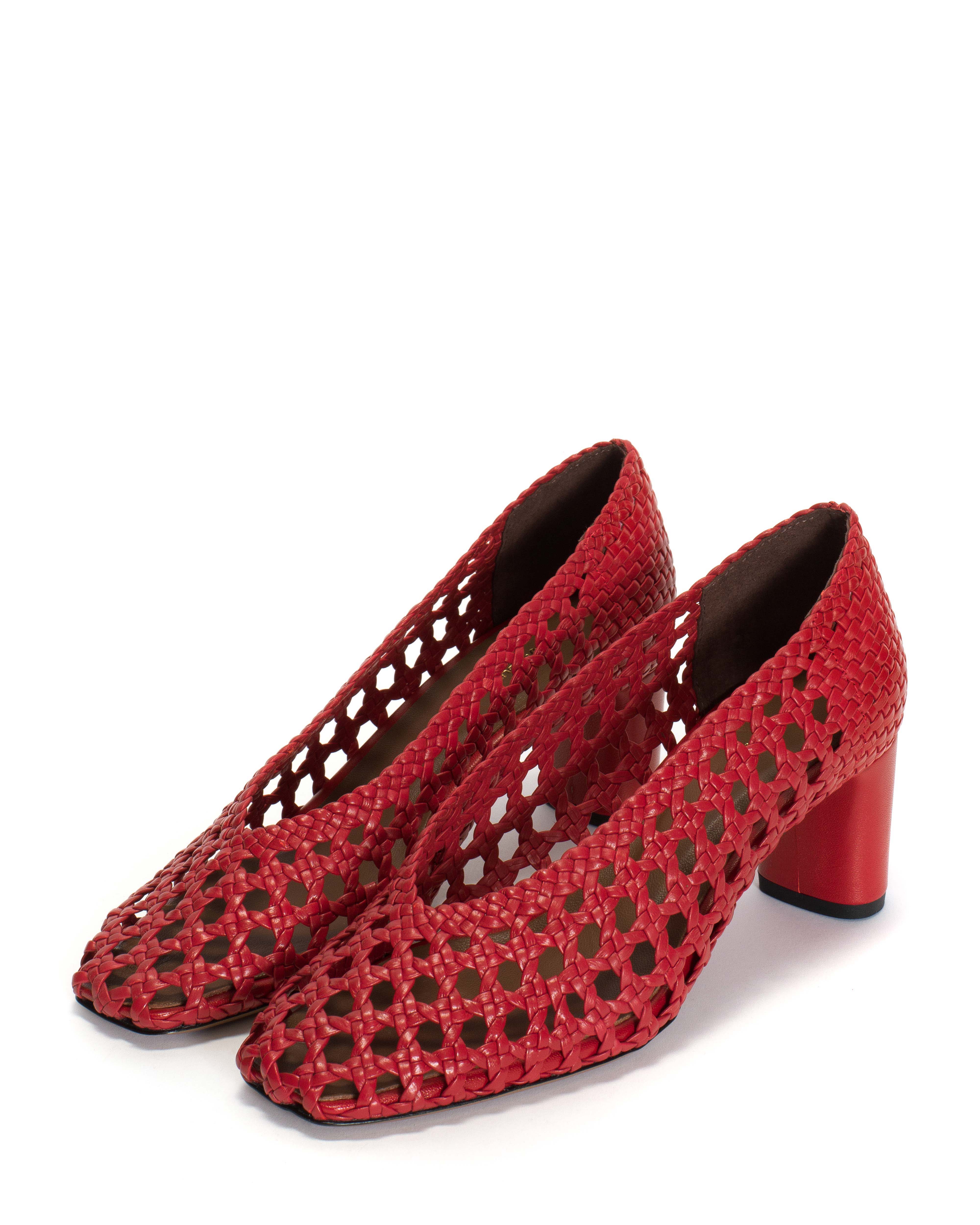 Sessi 60 hand-braided Hand-braided leather Ruby red