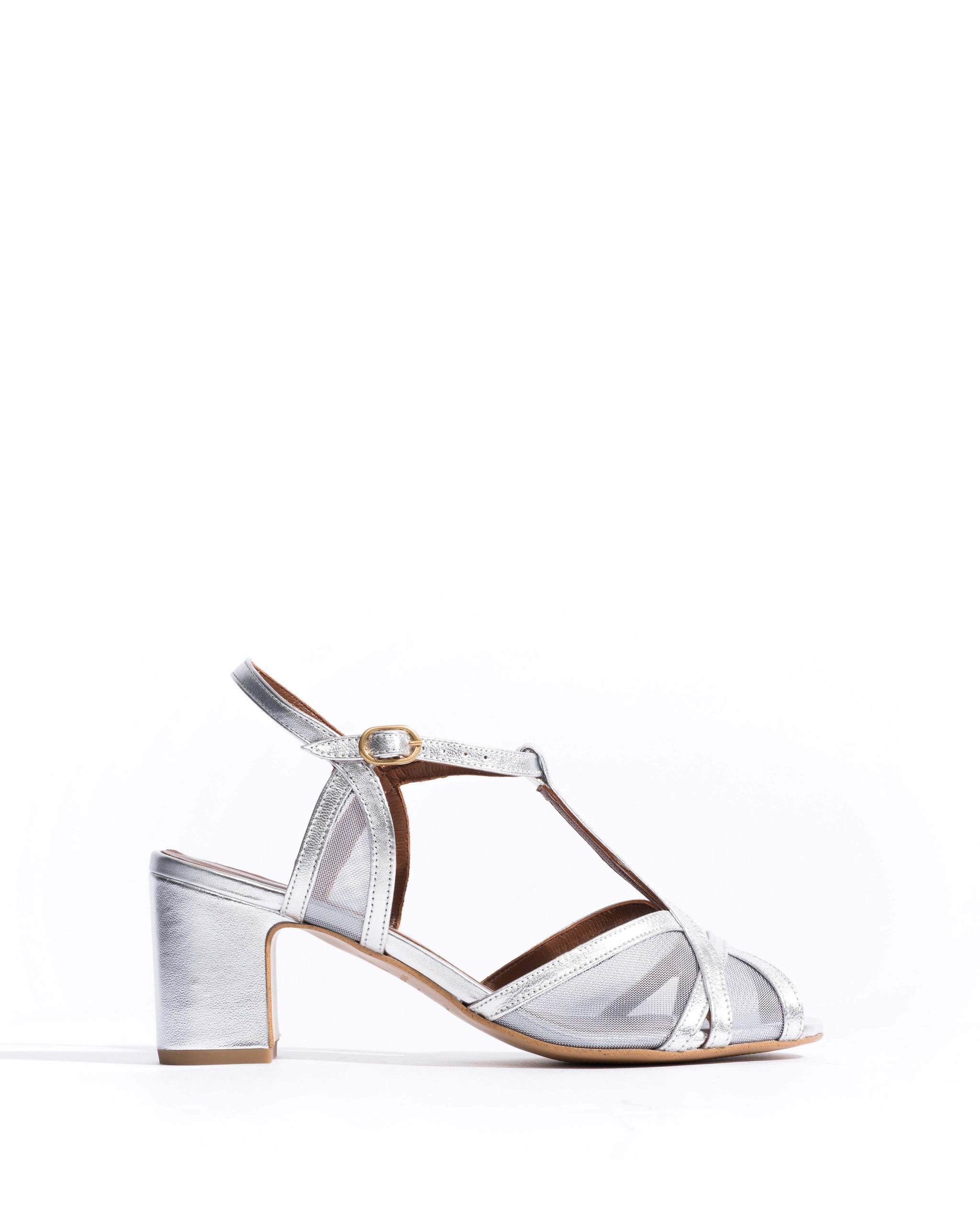 Therese 55 mesh Metallic goat & mesh Silver - Anonymous Copenhagen Heels