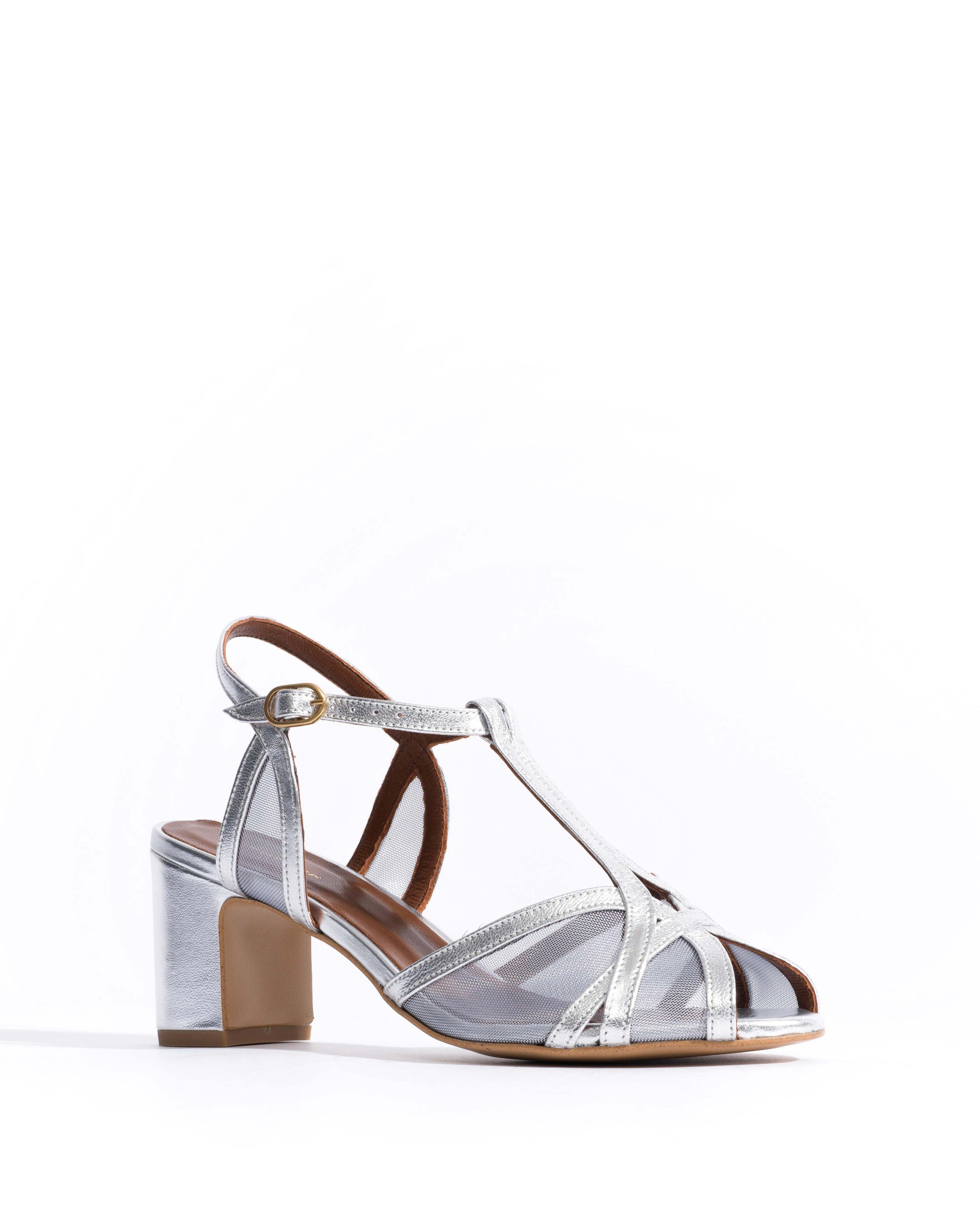 Therese 55 mesh Metallic goat & mesh Silver - Anonymous Copenhagen Heels