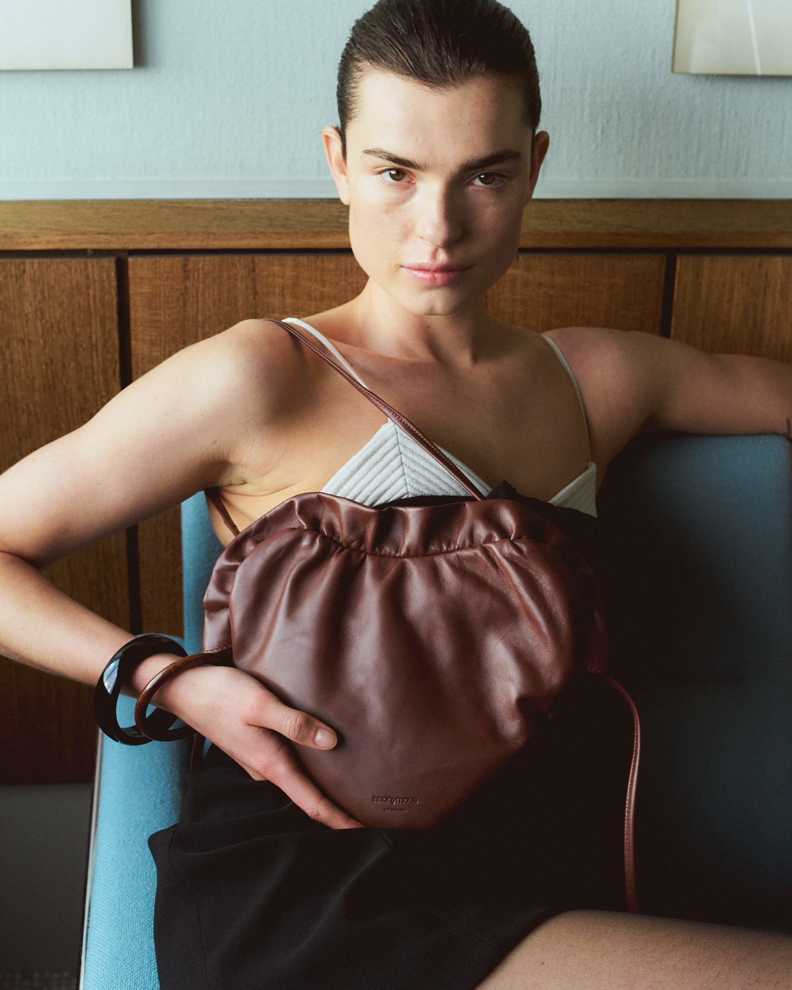 Shiny lambskin leather