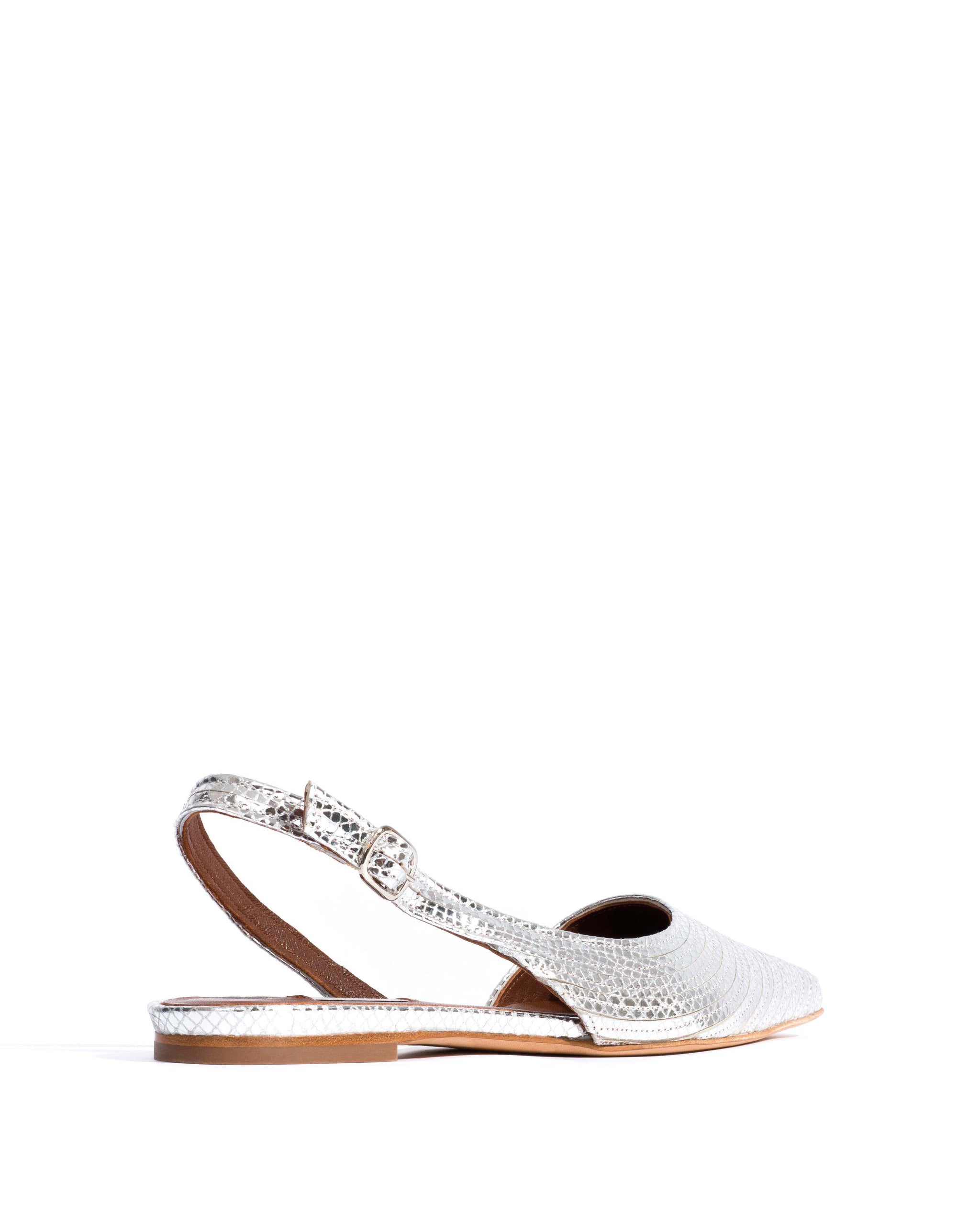 Carla 10 Snake metallic calf Silver - Anonymous Copenhagen Flat-loafers & ballerinas & pumps