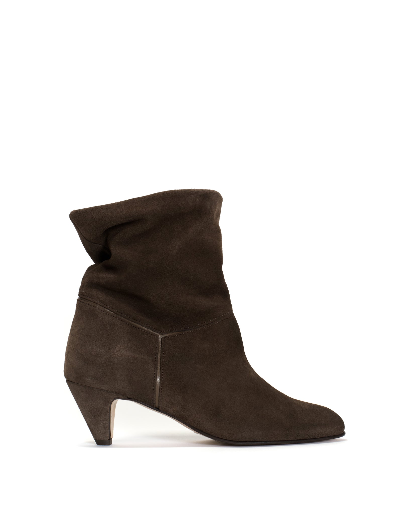 Jassi 50 stiletto Calf suede & sleek leather Coffee brown & dark taupe - Anonymous Copenhagen