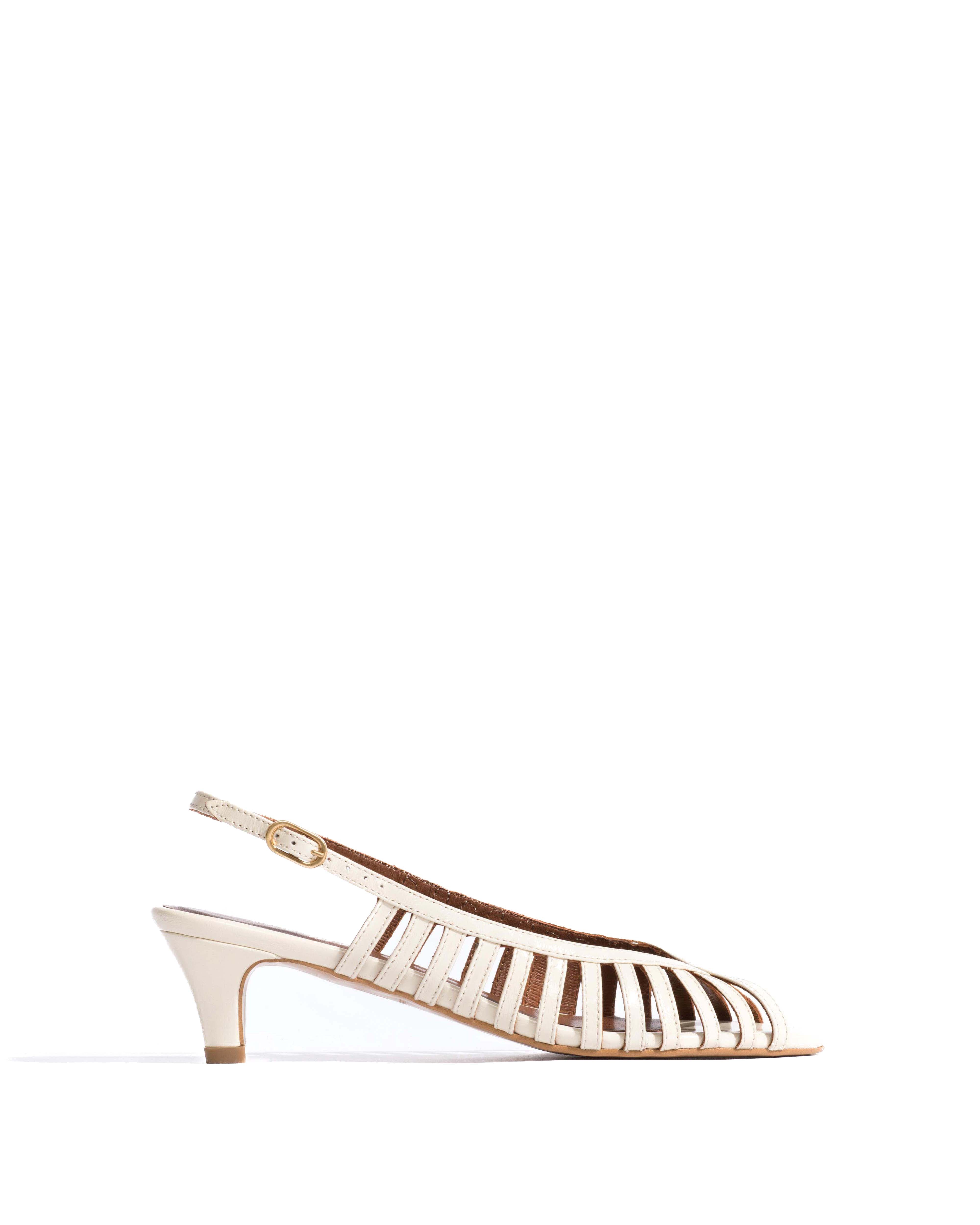 Carminho 40 stiletto Crinkled polished goat White sand