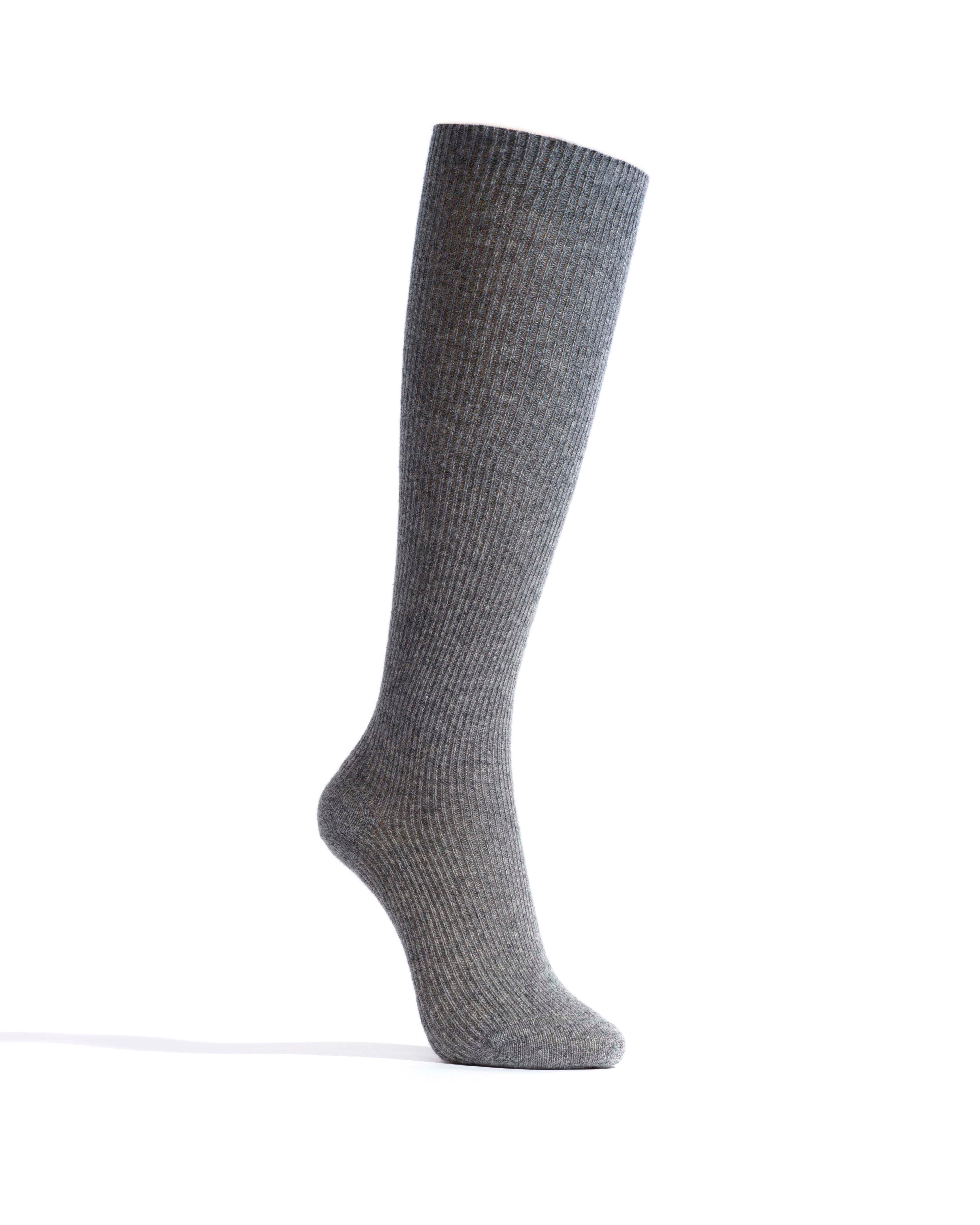 Lanai knee-high cashmere socks 70% wool 30% cashmere Light grey