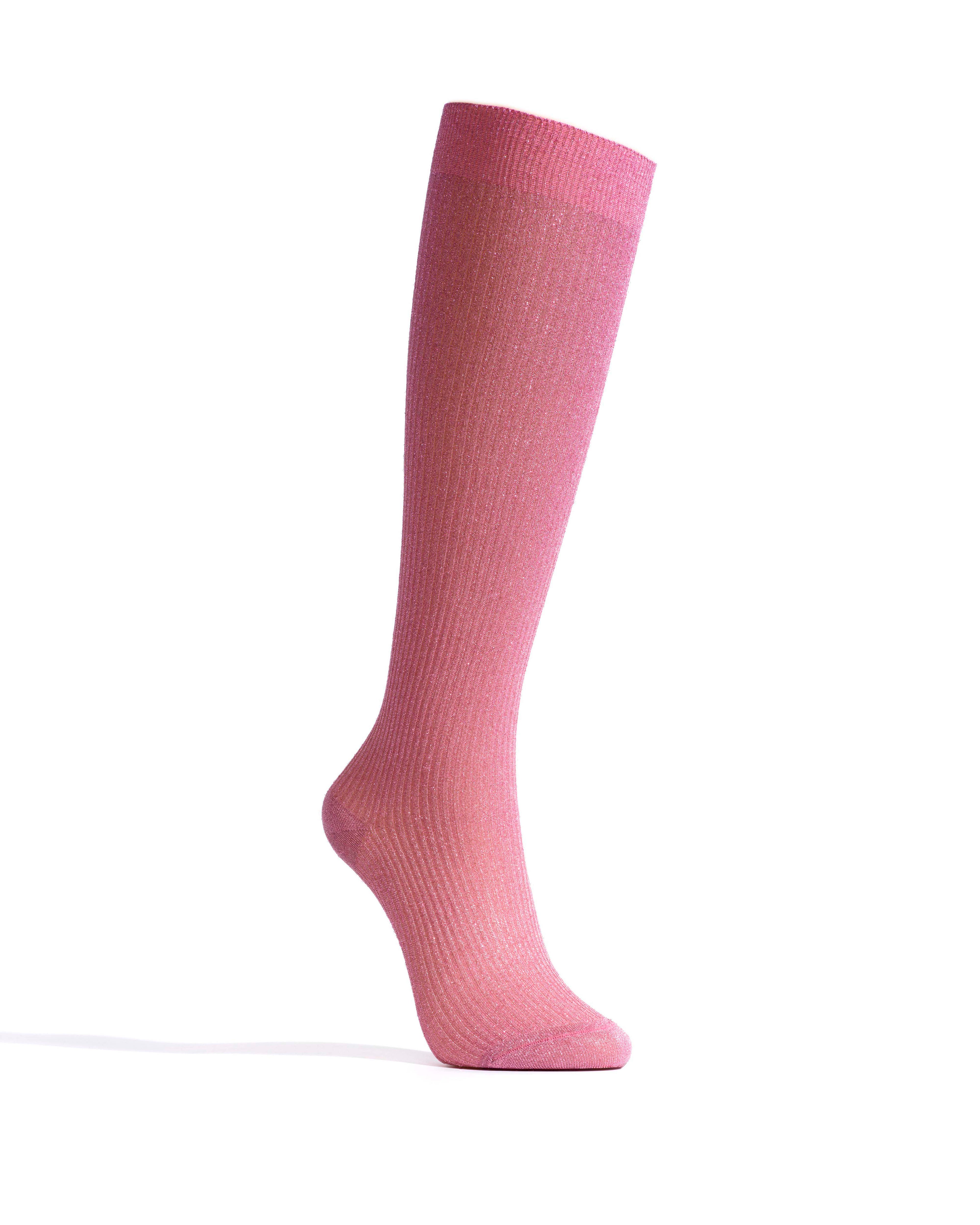 Noa mid calf glitter socks 52% nylon 48% polyester Burned rose