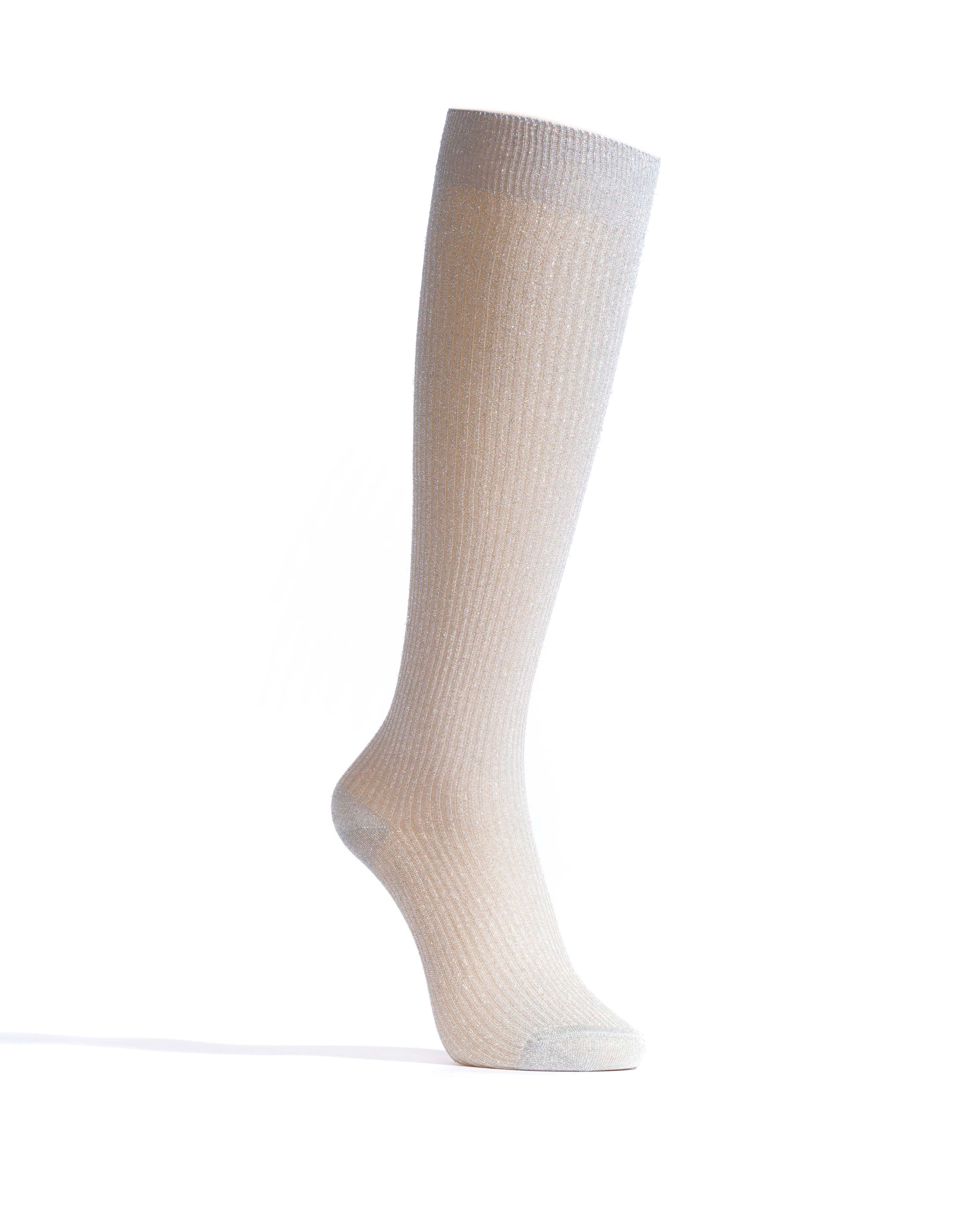 Noa mid calf glitter socks 52% nylon 48% polyester Silver