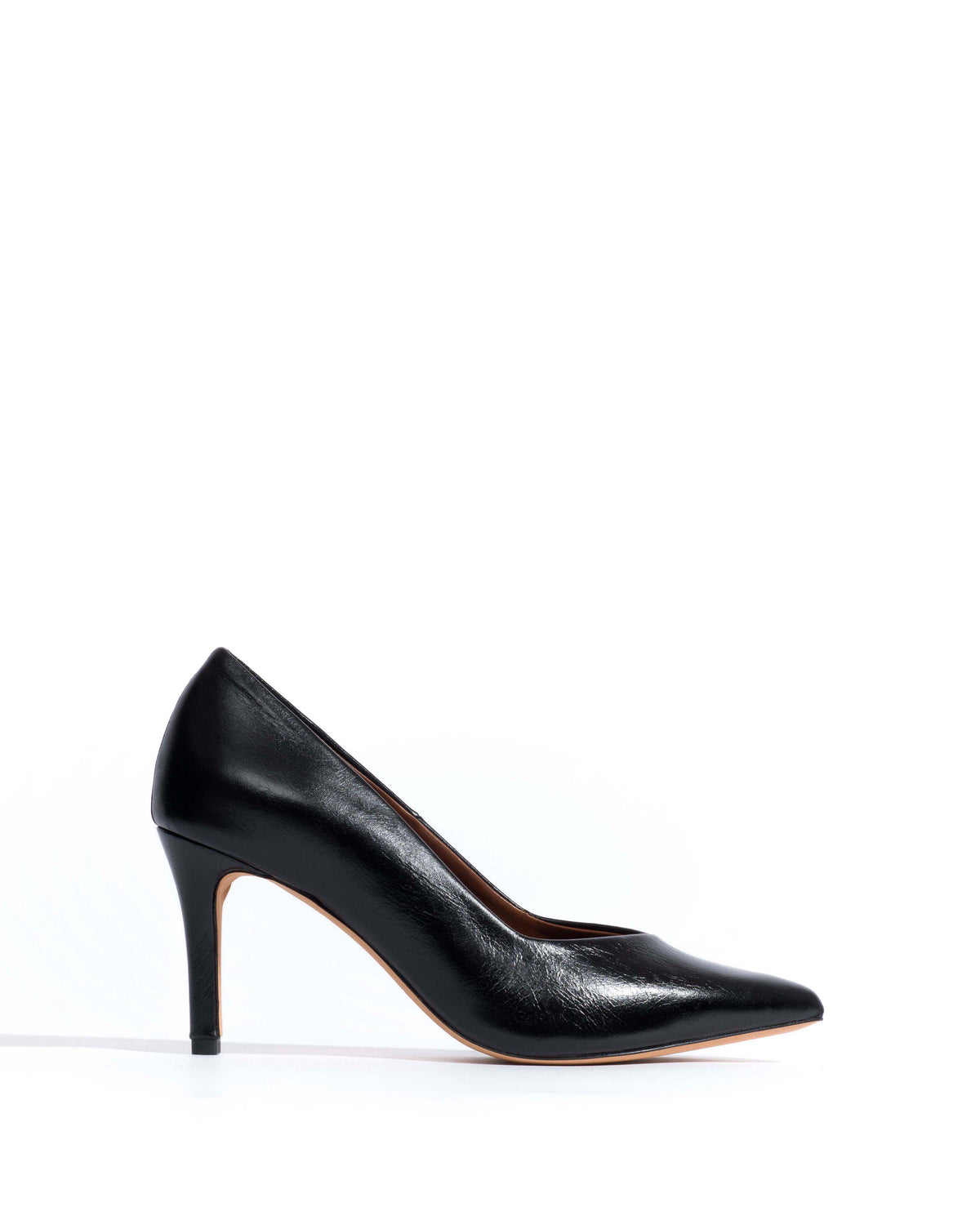 Trini 75 Crinkled polished goat Black