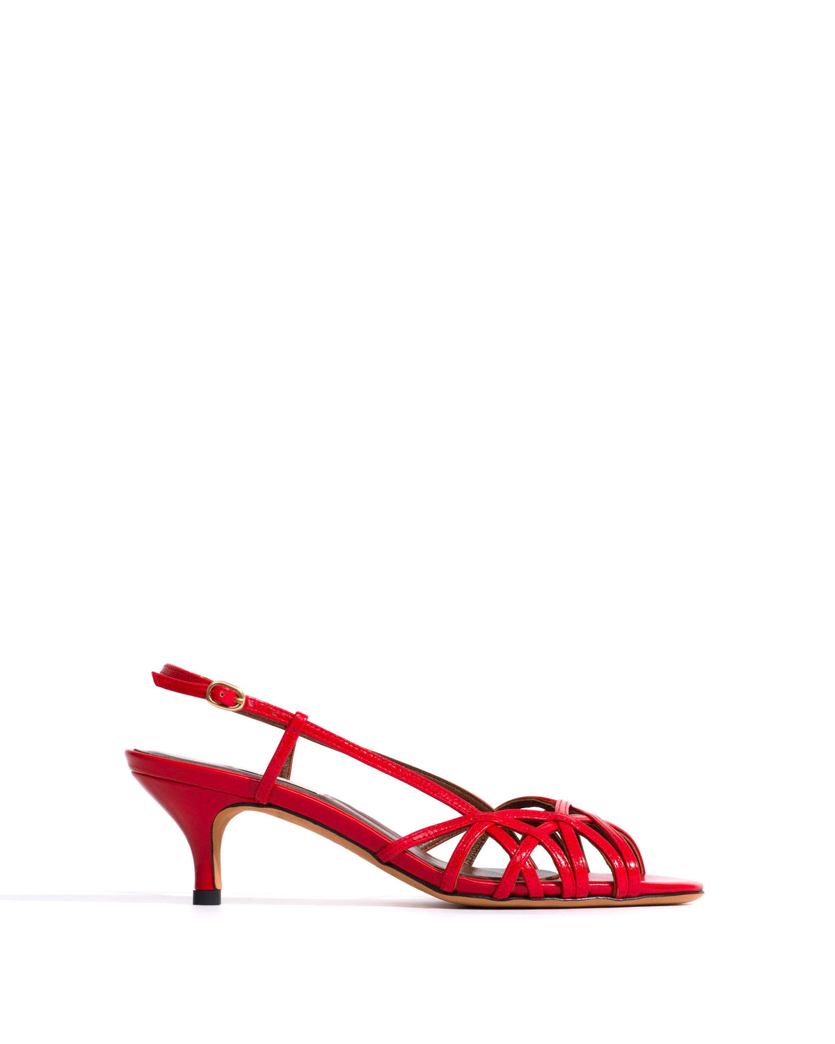 Scarlett 50 kitten Crinkled polished goat Scarlet